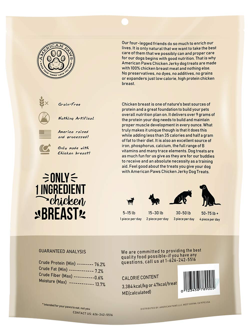 Sac refermable American Paws au poulet, pratique pour conserver la fraîcheur