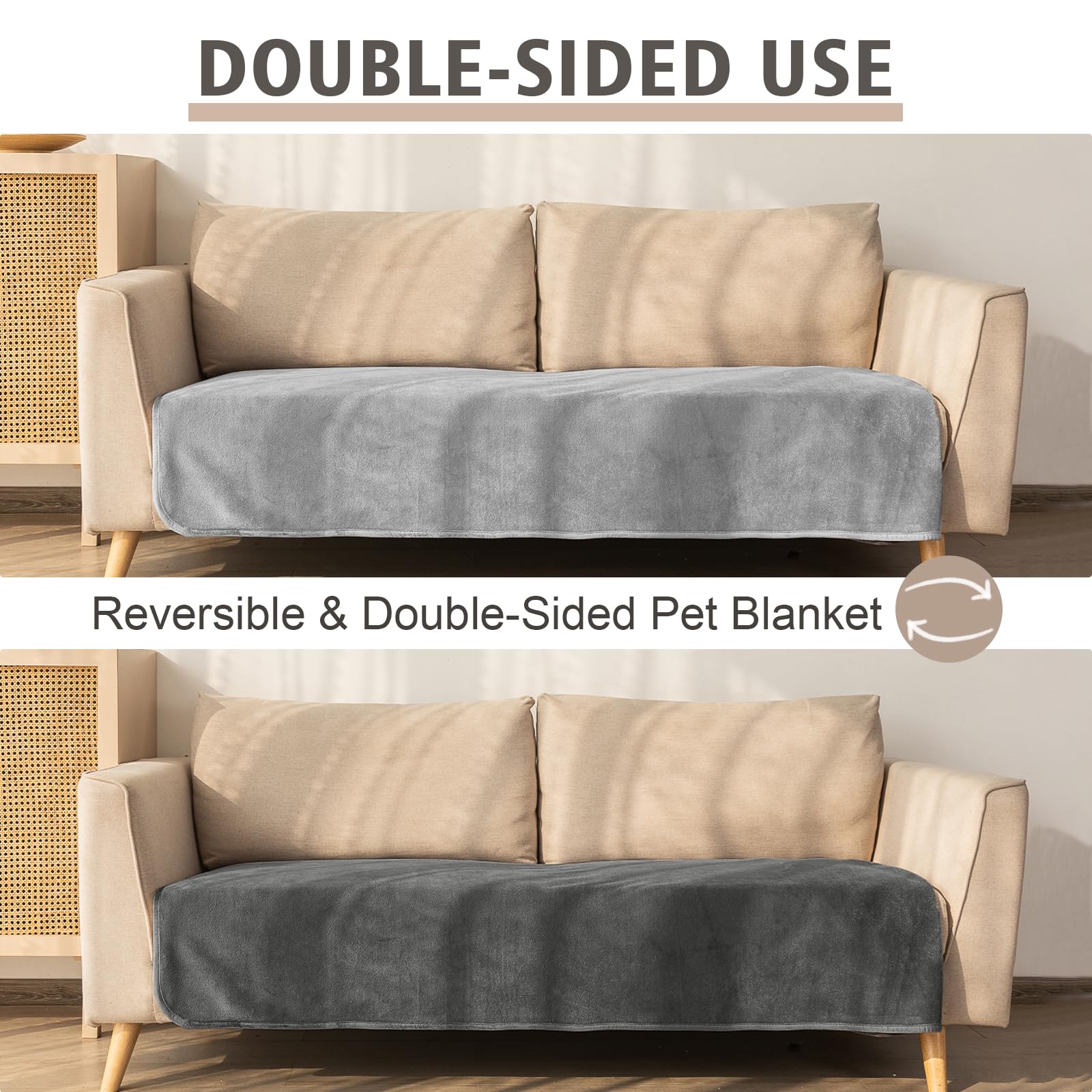 Ameritex couverture double-face velours corail recto, contraste doux et tactile.