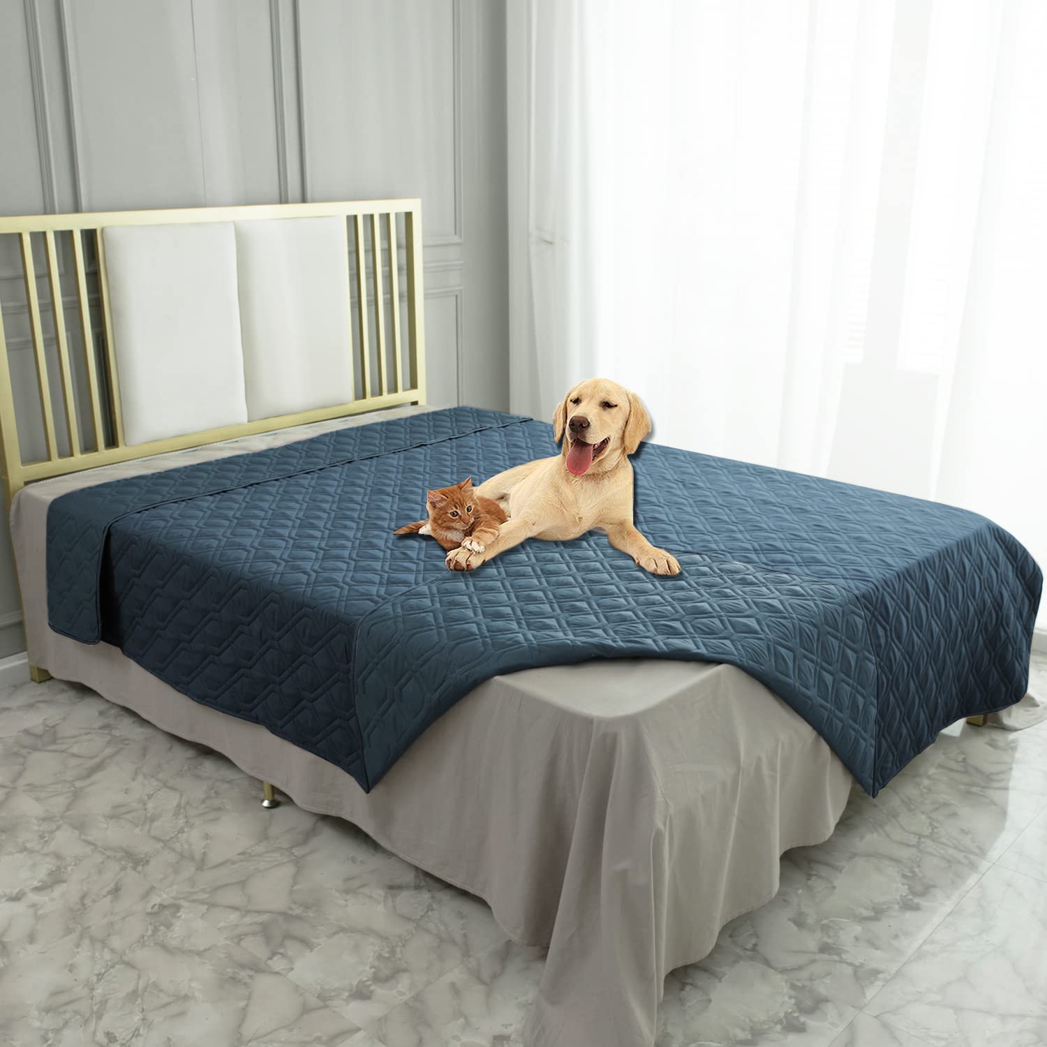 Ameritex couverture imperméable pour animaux, face avant, protège le meuble contre les éclaboussures.