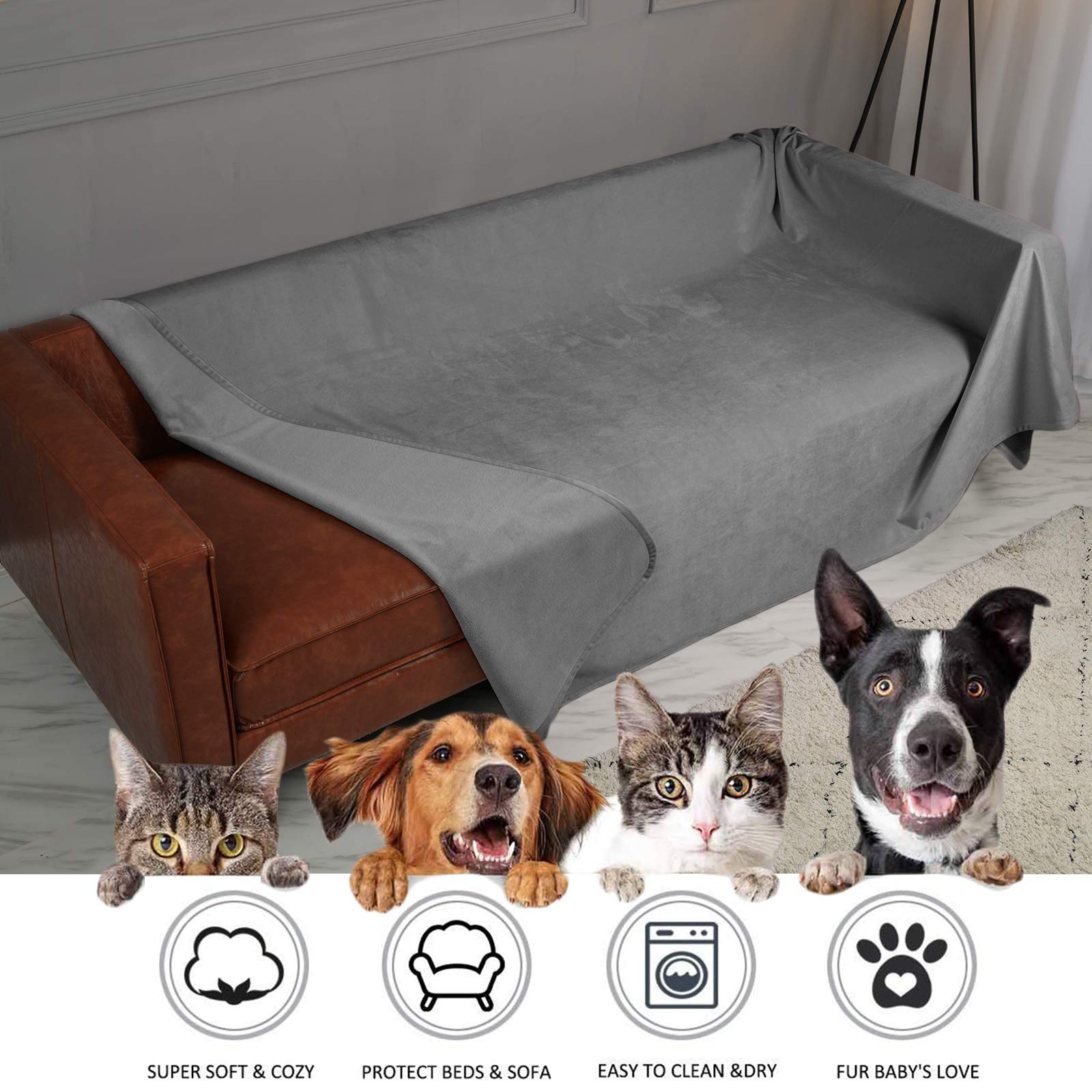 Ameritex Couverture de protection pour canapé et lit, ideale pour animaux.
