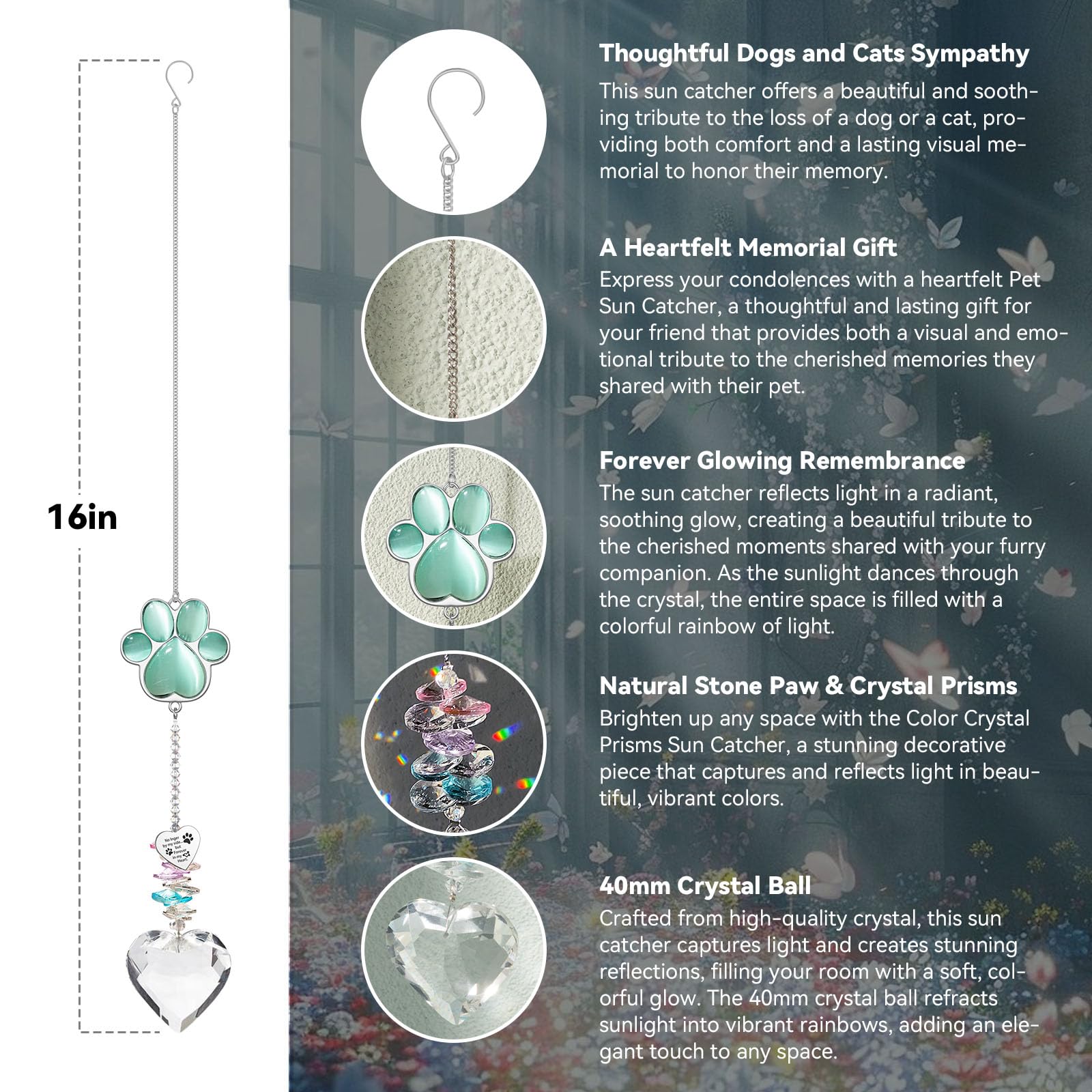 AMETHUARTZ Suncatcher Accroche-Fenêtre Cristal : décor suspendu capte la lumière du jour.