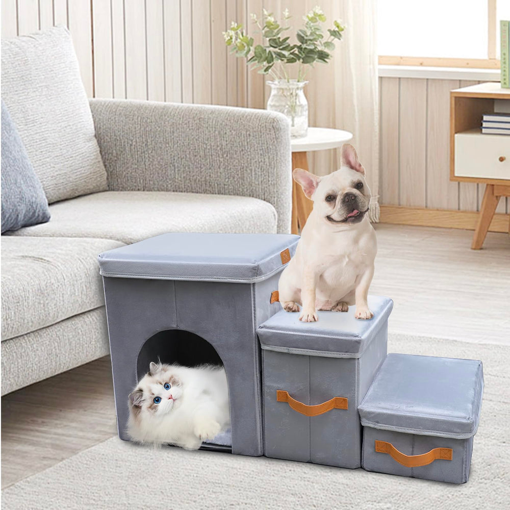 AMFIYQ escaliers chien avec chenil intégré - espace cosy pour votre compagnon