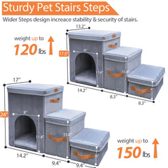 AMFIYQ escaliers chien 3 niveaux reglables - monte facilement sur canapé ou lit