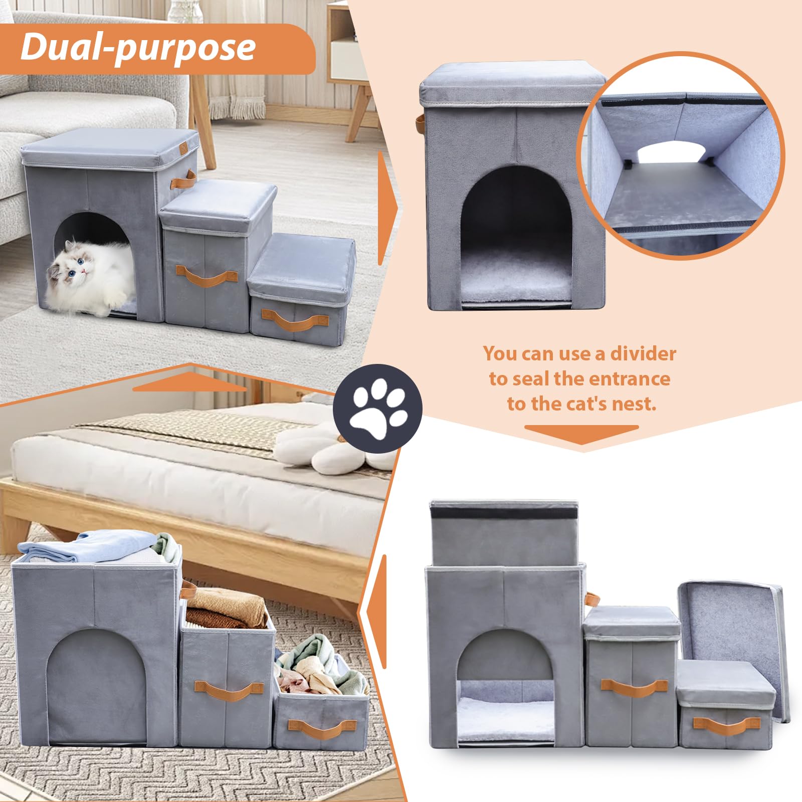 AMFIYQ escaliers avec coffre de rangement - organisation jouets et laisses