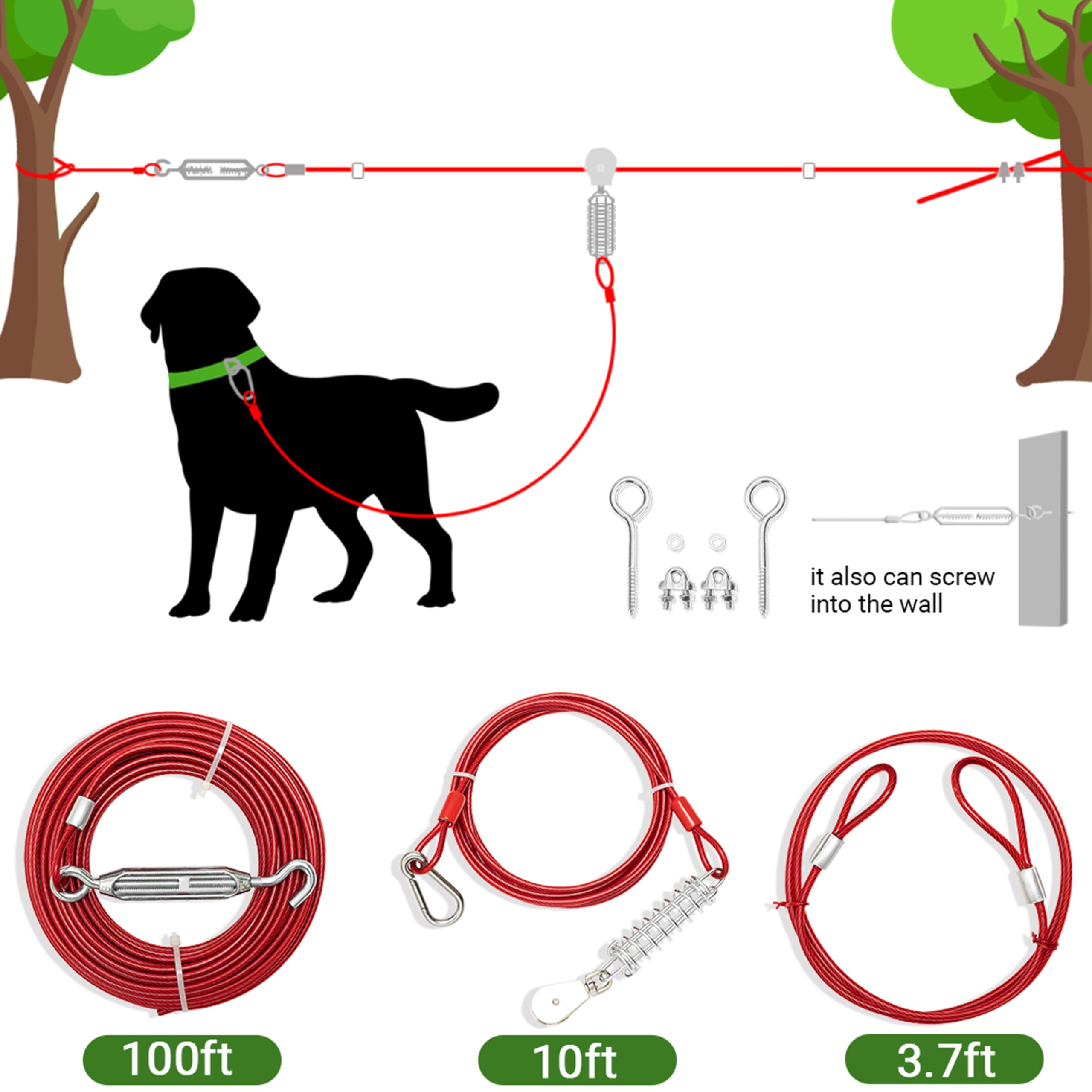 AMFOSNEL ligne de traine chien 10 pieds, mouvement libre et sûr.