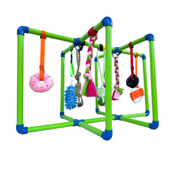 Amlmpet Puppy Play Gym, cadre PVC sûr, idéal pour divertir les chiots actifs.