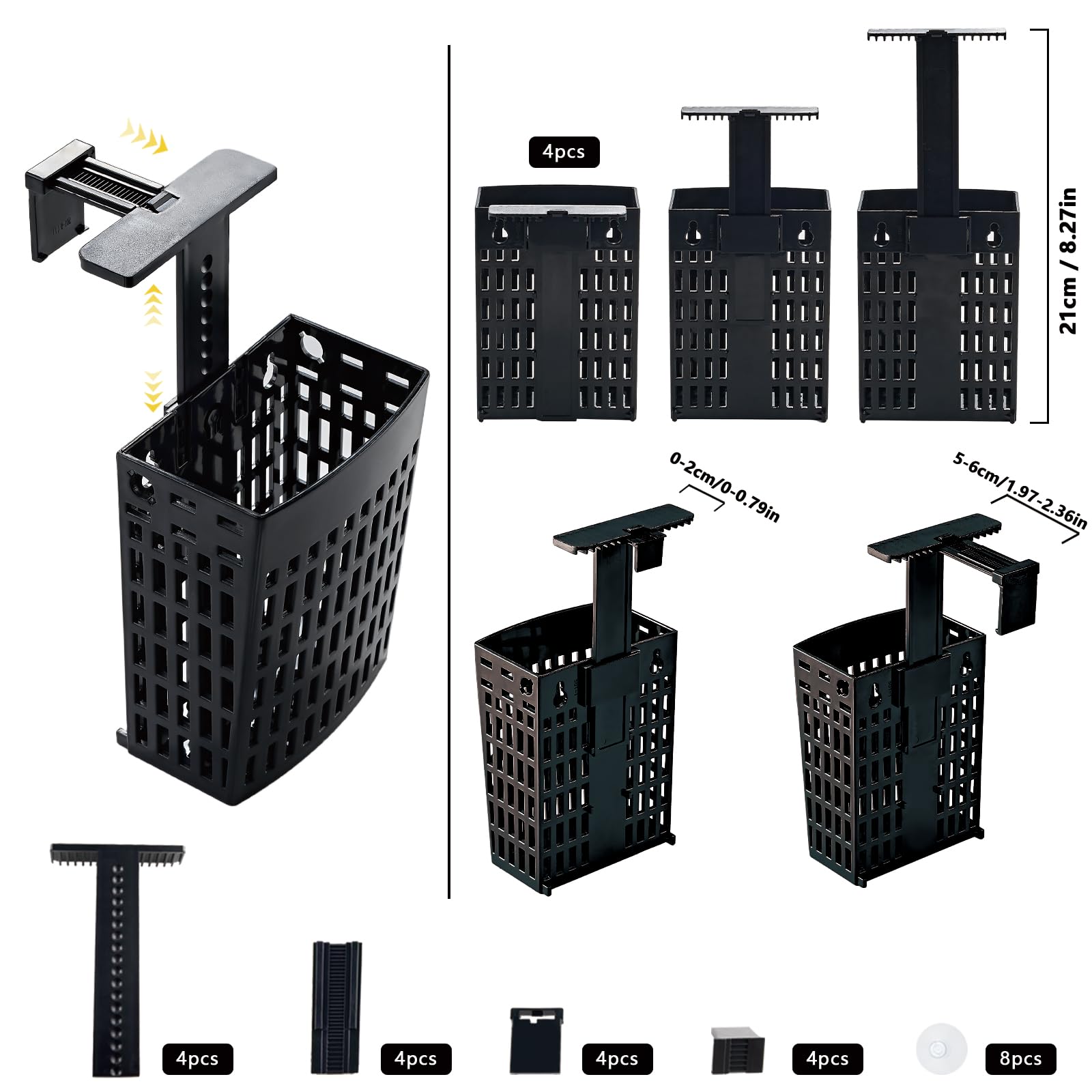 Amminle support plante aquarium ventouses et crochets, installation rapide sans outils.