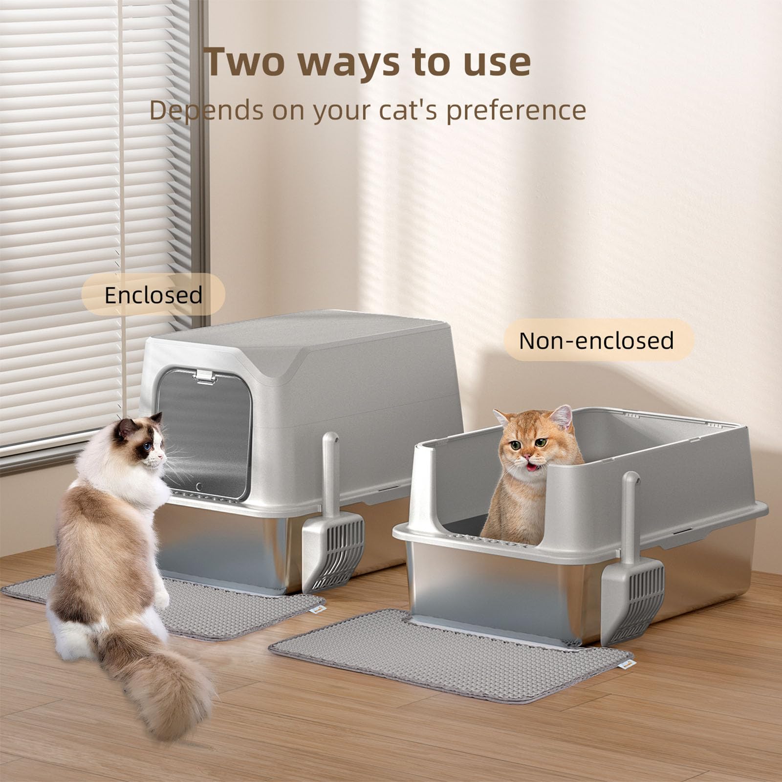 Amniau bac à litière grande capacité pour plusieurs chats.