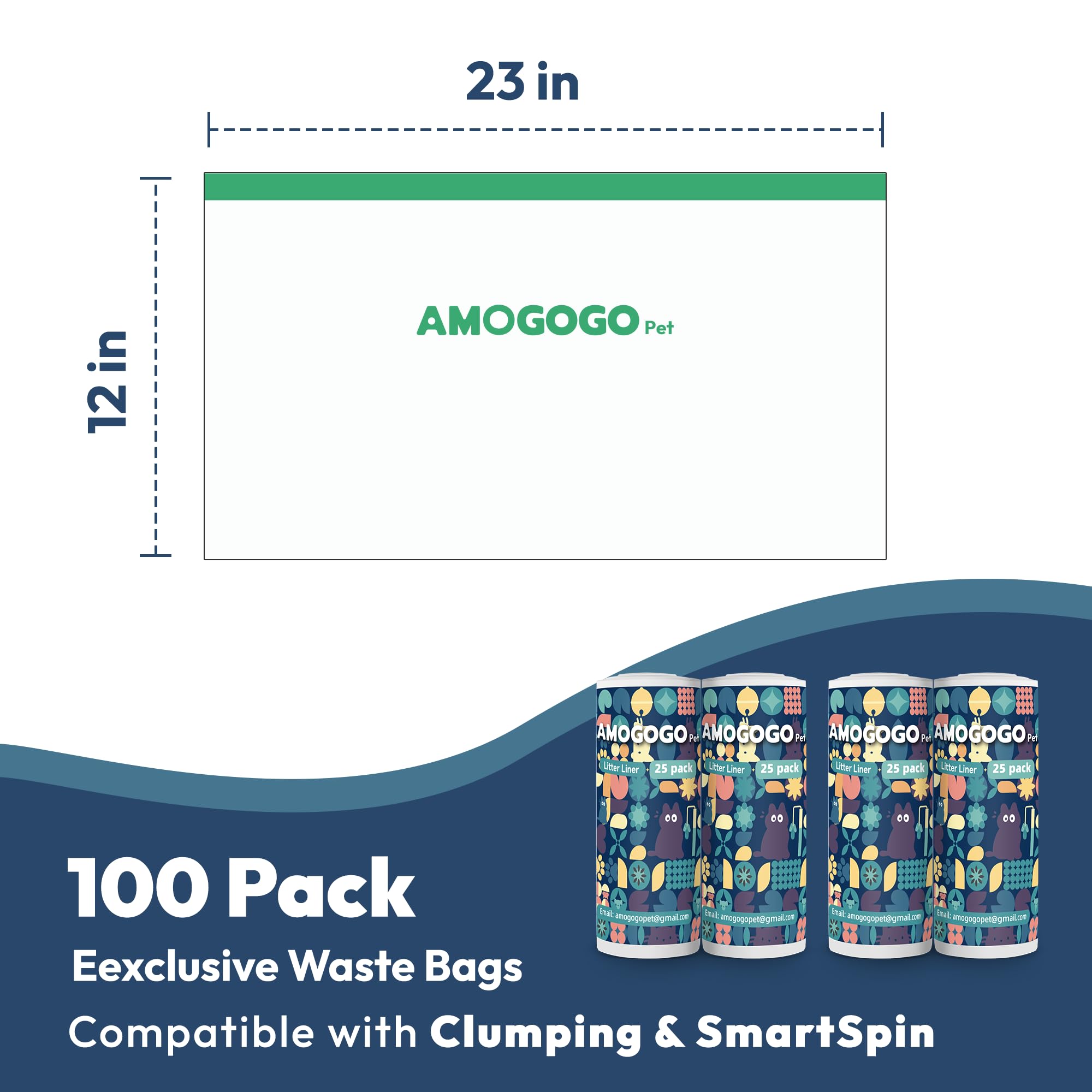 AMOGOGOPET note: paquet contient uniquement des sacs, pas le bac.