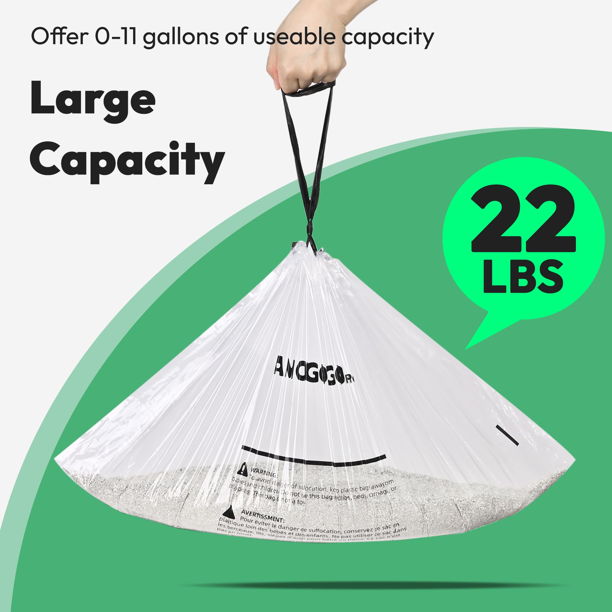 AMOGOGOPET pack 50 sacs, dimensions 26-4x15-8 cm, compatibilité avec les tiroirs.