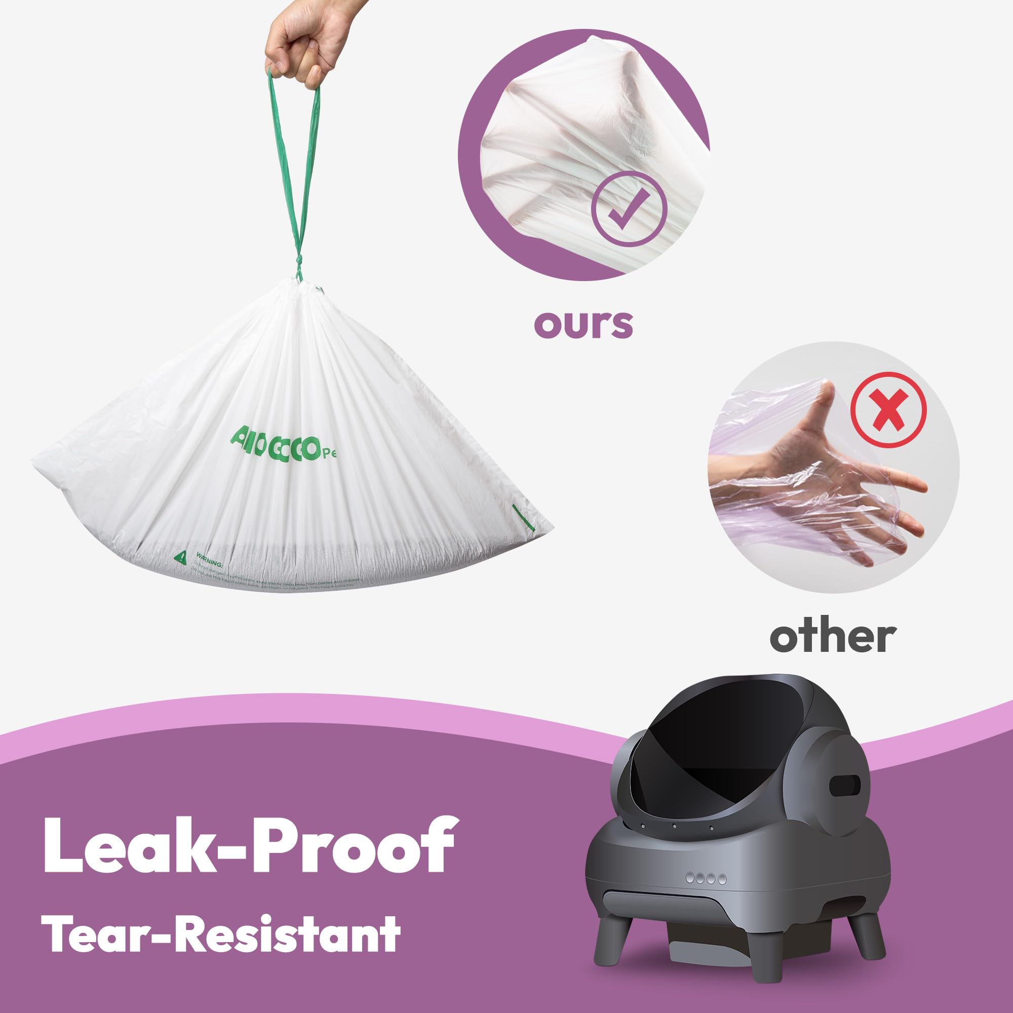 amogogopet sac-litiere résistant hdpe empêche les fuites.