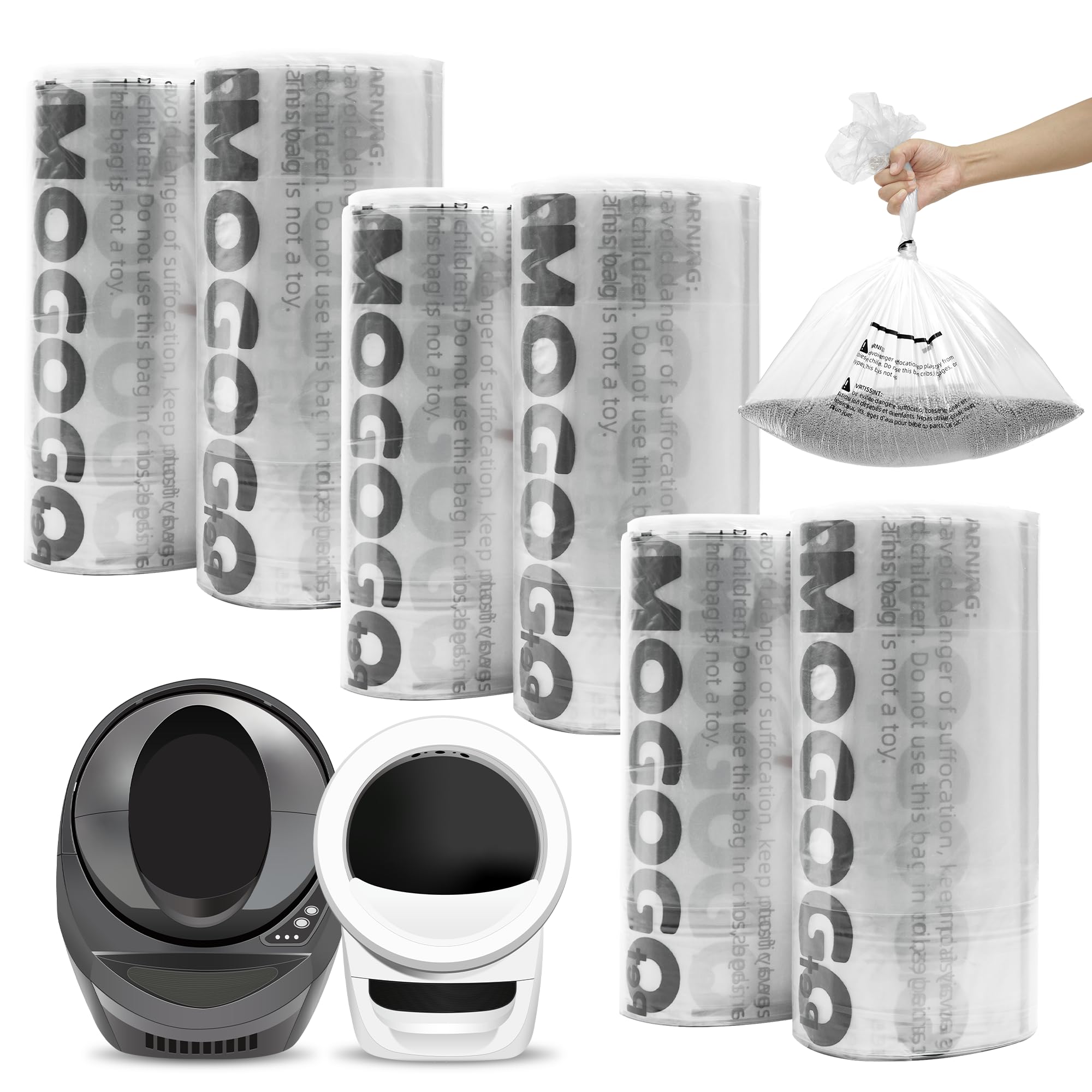 AMOGOGOPET sacs-de-dechets-robot-de-litiere-4-5-3-compatible : compatibles avec le robot de litière 4/5/3 pour un changement rapide.