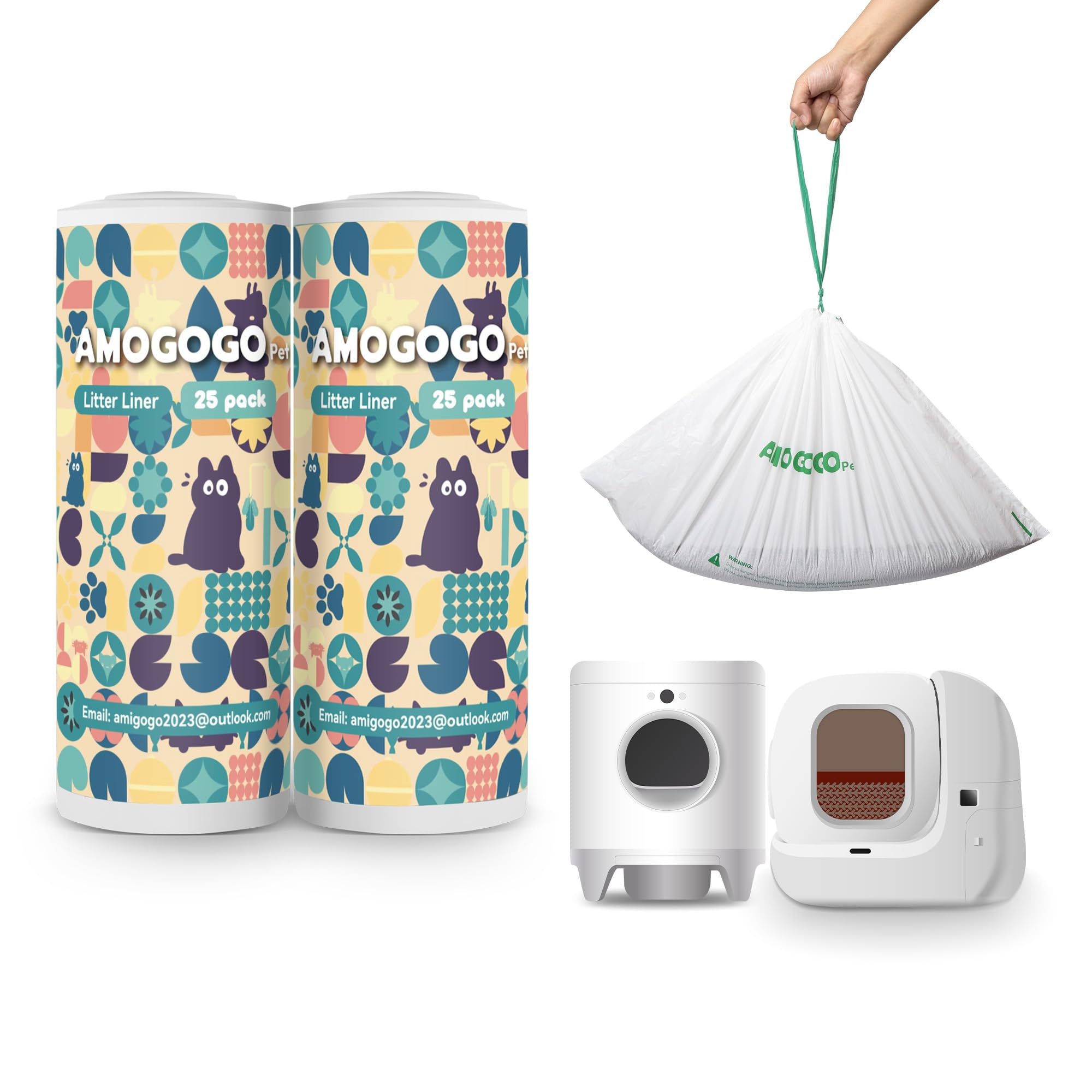 AMOGOGOPET sacs-litiere pour Pura Max et X, compatibilite fiable pour bacs auto-nettoyants