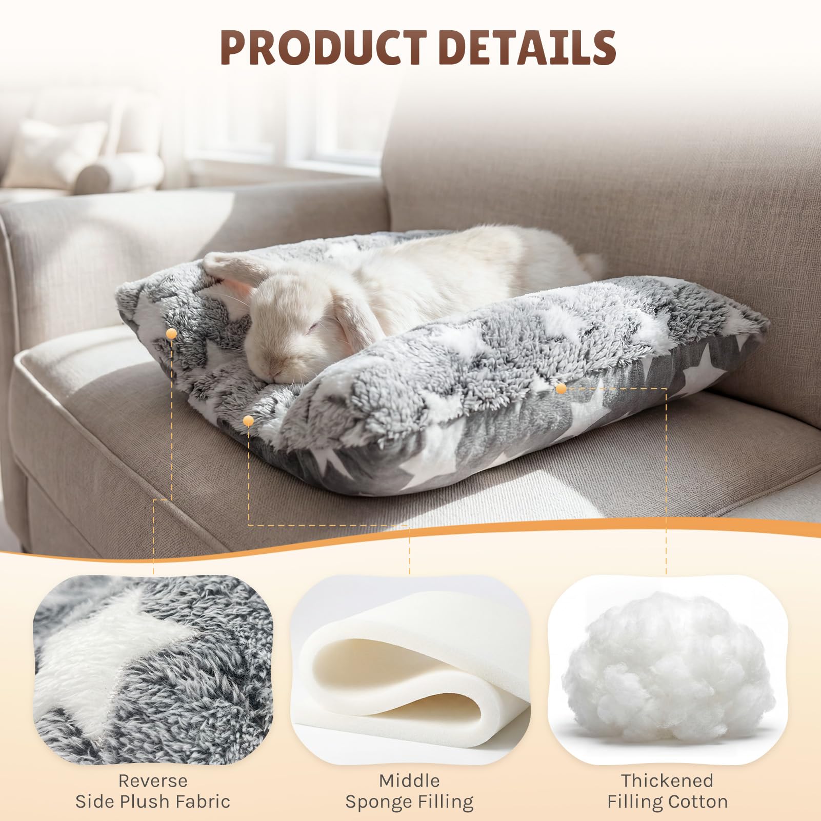 Soutien articulaire Amremsu-lit-lapin, coussin épais pour les articulations et le repos.