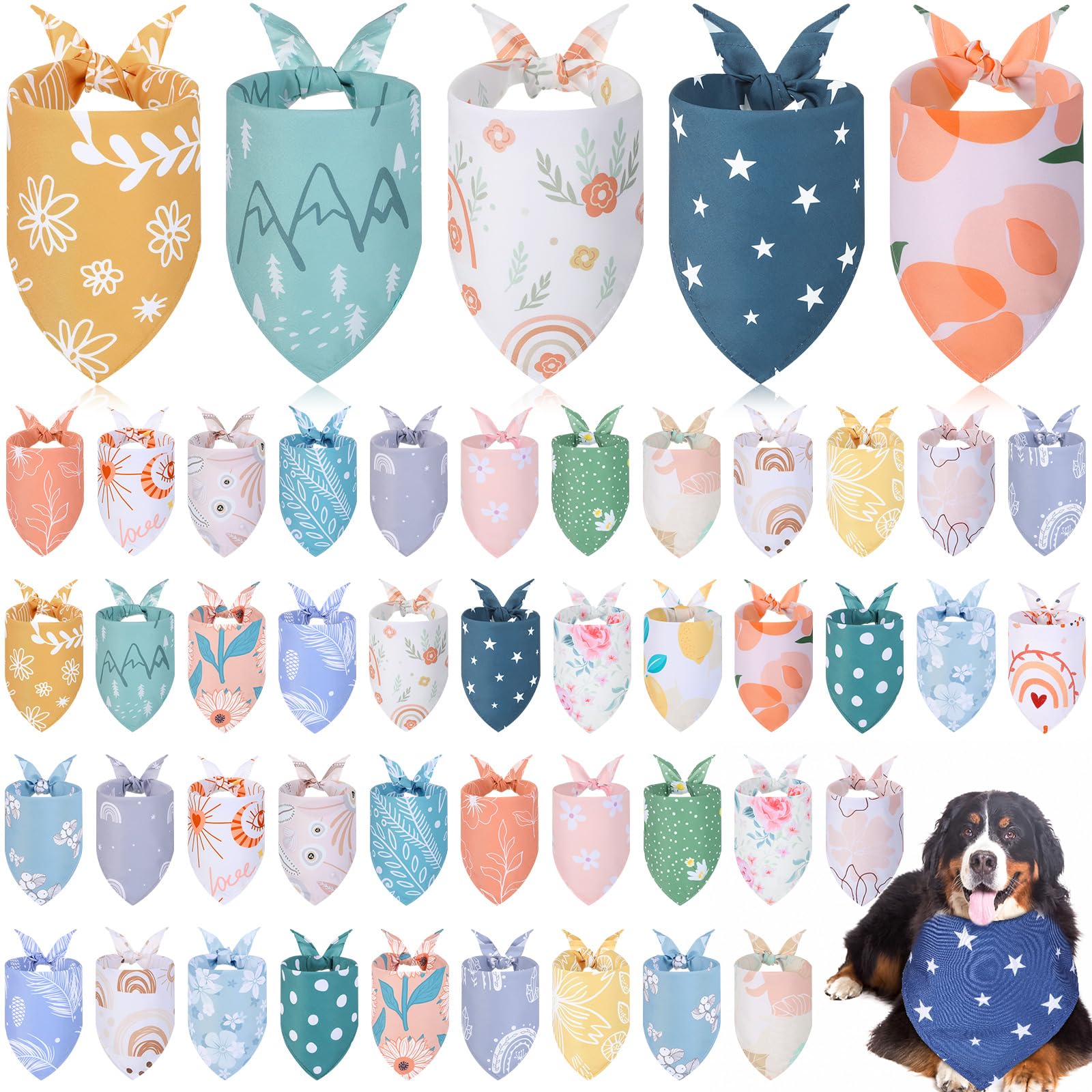 Bandana Amylove pour chien avec motifs floraux, parfait pour les sorties quotidiennes.