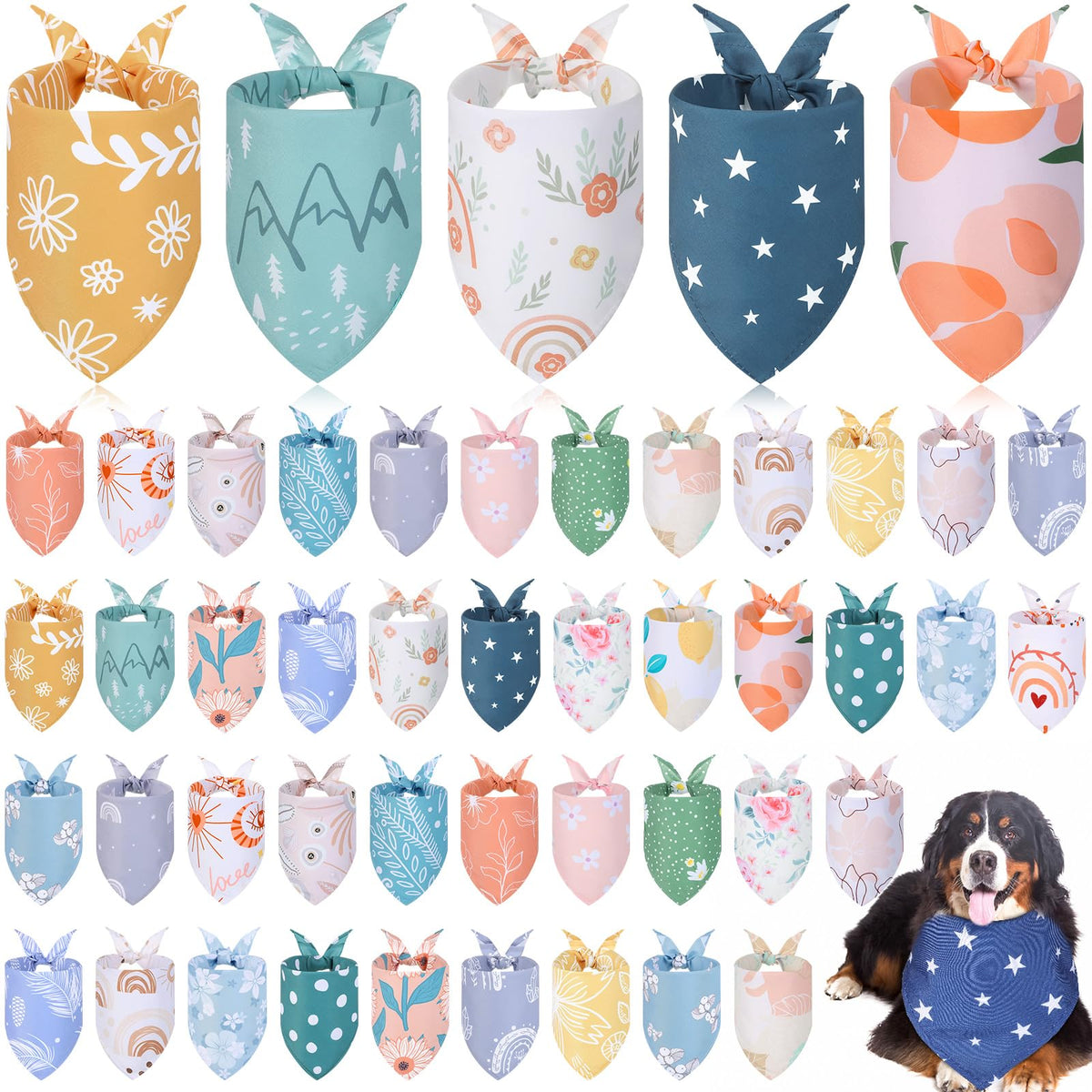 Bandana Amylove pour chien avec motifs floraux, parfait pour les sorties quotidiennes.
