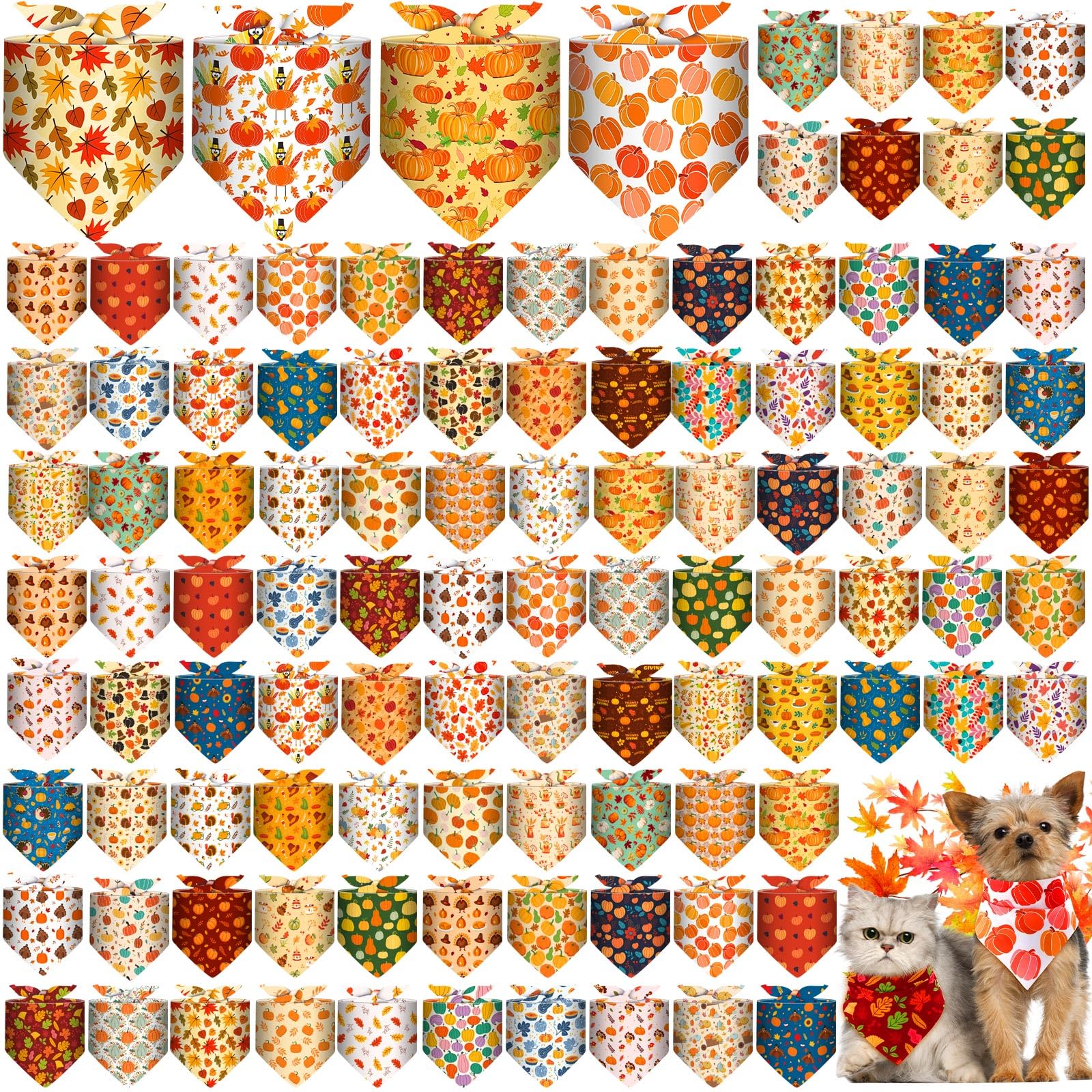 Bandana Amylove pour chien triangle ensemble 120pc orange, parfait pour les décorations automnales.