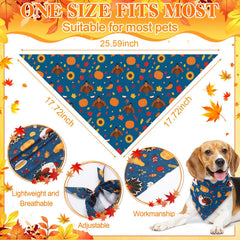 Bandanas Amylove designs variés automne, citrouille et feuilles, look festif pour chien.