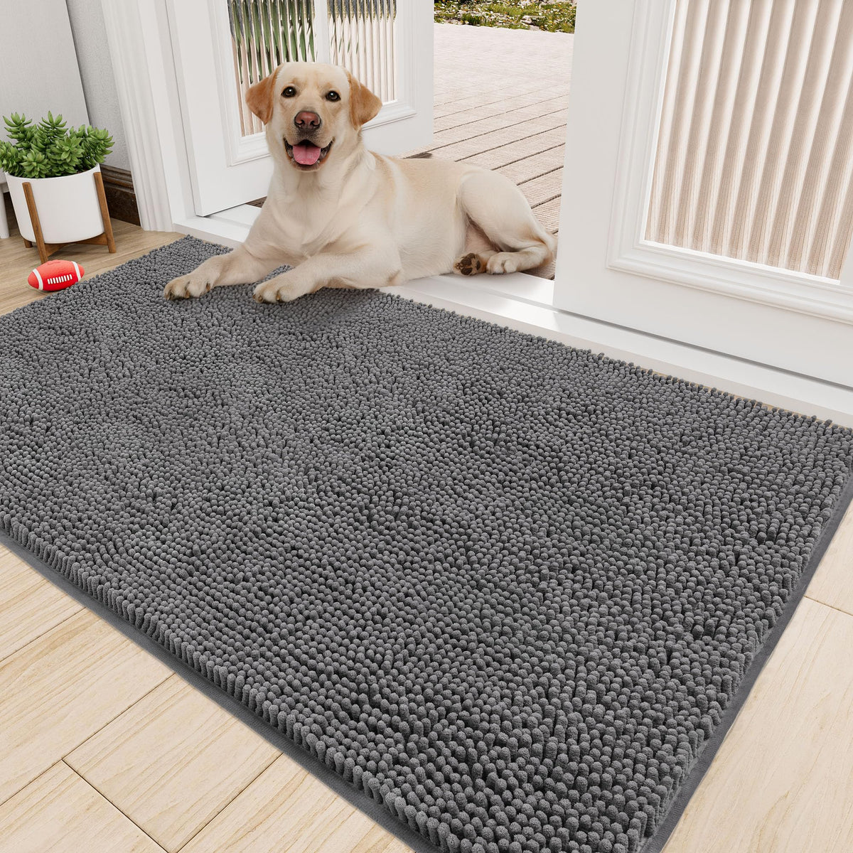 Amyracel tapis porte absorbant en chenille pour pattes boueuses et salissures