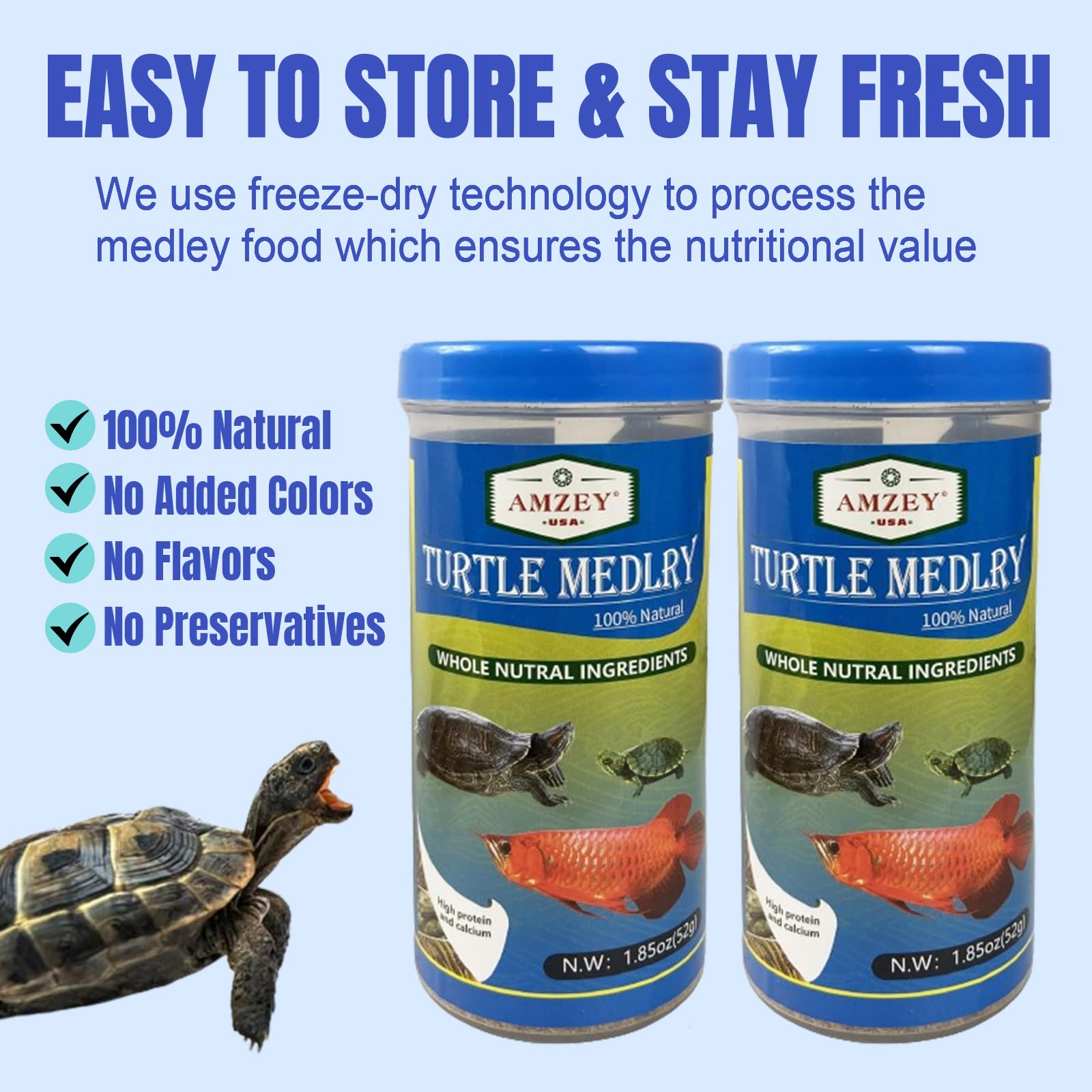 Amzey Medley Tortue, naturel sans additifs ni conservateurs.