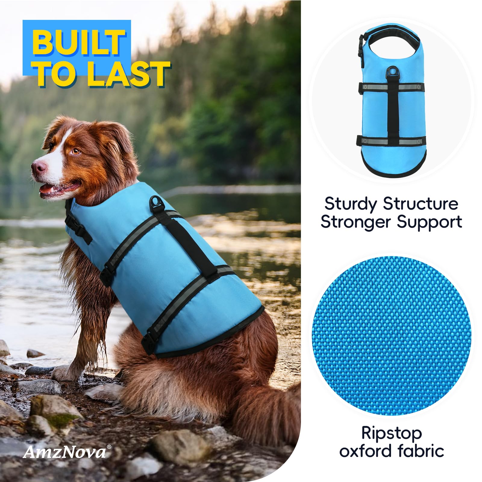 AMZNOVA boucles de fermeture renforcées sur le gilet chien bleu XL pour sécurité