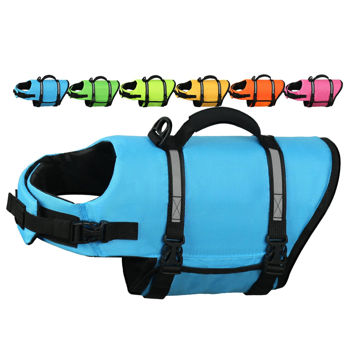 AMZNOVA gilet de nage pour chien bleu XL en action lors de la baignade