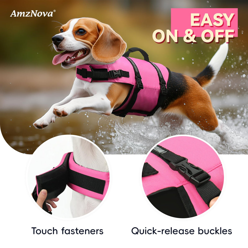 AMZNOVA gilet sauvetage chien, boucles robustes assurent un ajustement fiable.