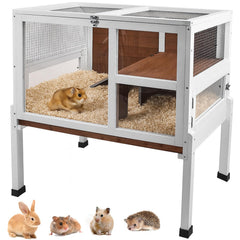 AMZOSS cage pour petits animaux 2 niveaux avec support, idéale pour repos et jeux.