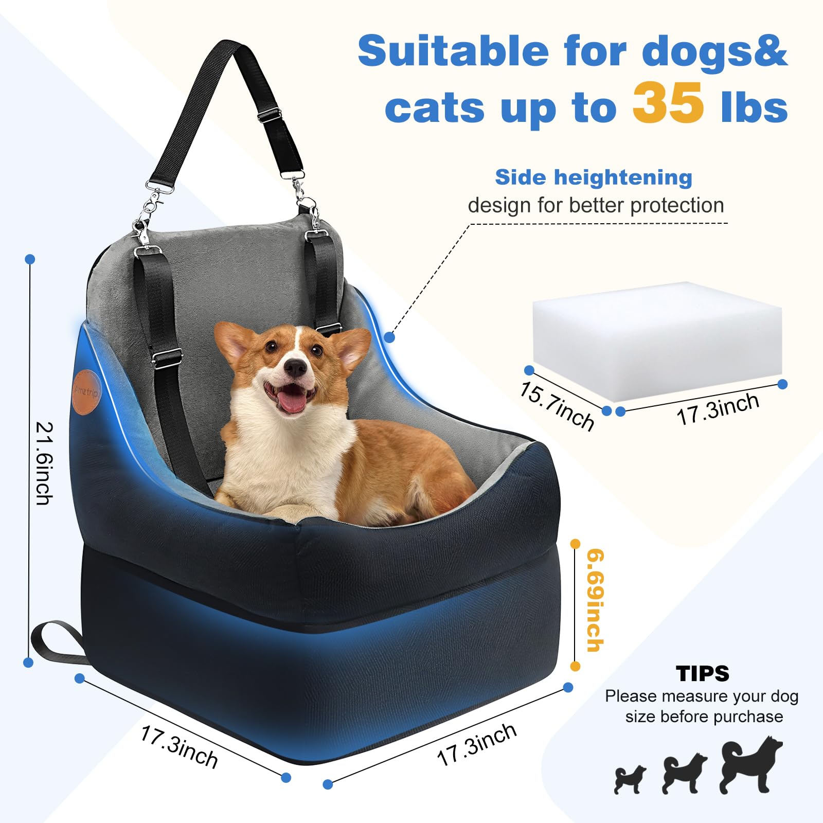 Amztrip siège chien-chat, intérieur lisse, pas d'accrocs pour les pattes
