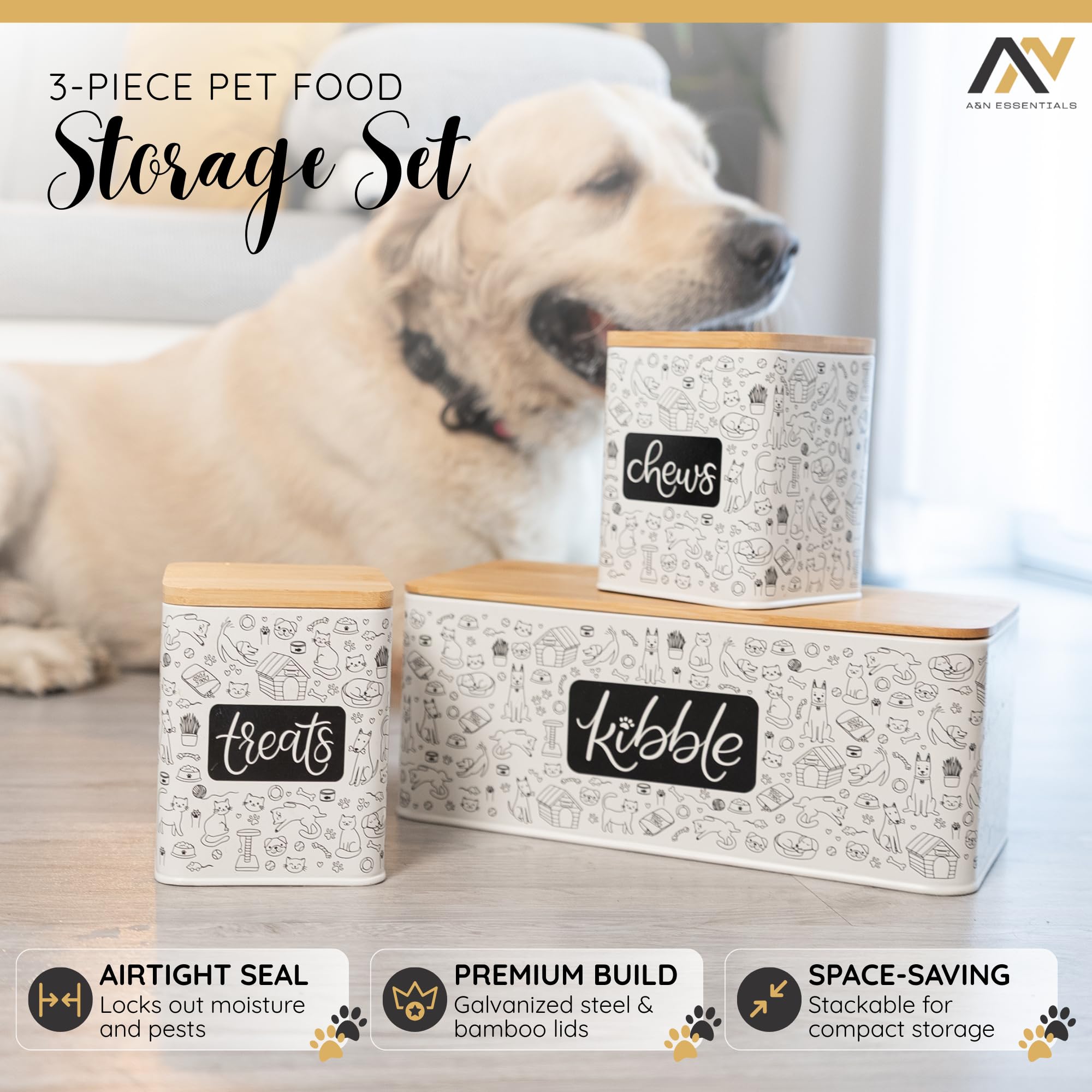 A&N Essentials contenant-kibble-chien-6-livres, conservation des croquettes et rangement efficace