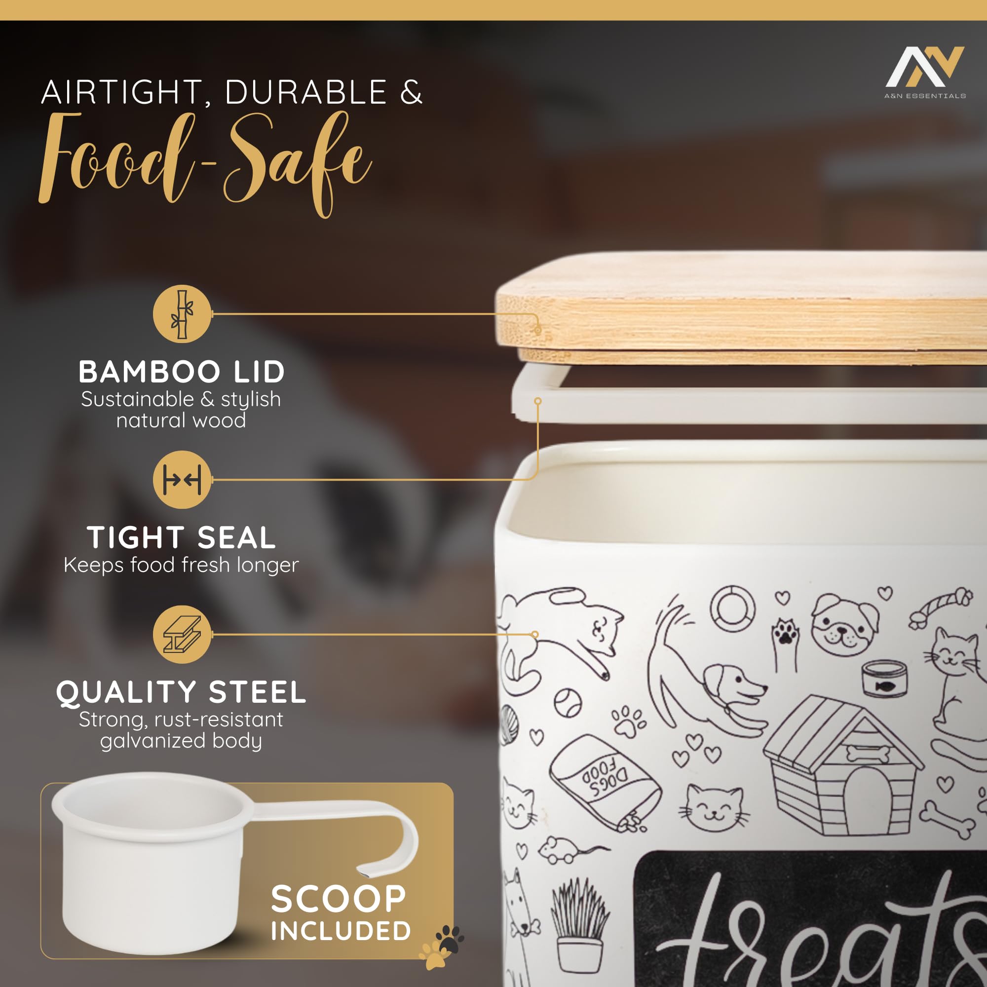 A&N Essentials contenant-treats-chews-6-tasses, stockage pratique pour friandises et bouchées
