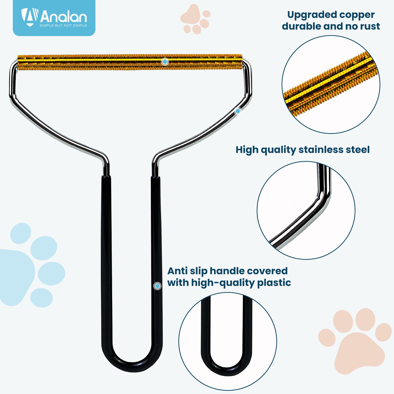 Analan brosse-professionnelle: toilettage quotidien sans douleur pour animaux et propriétaires