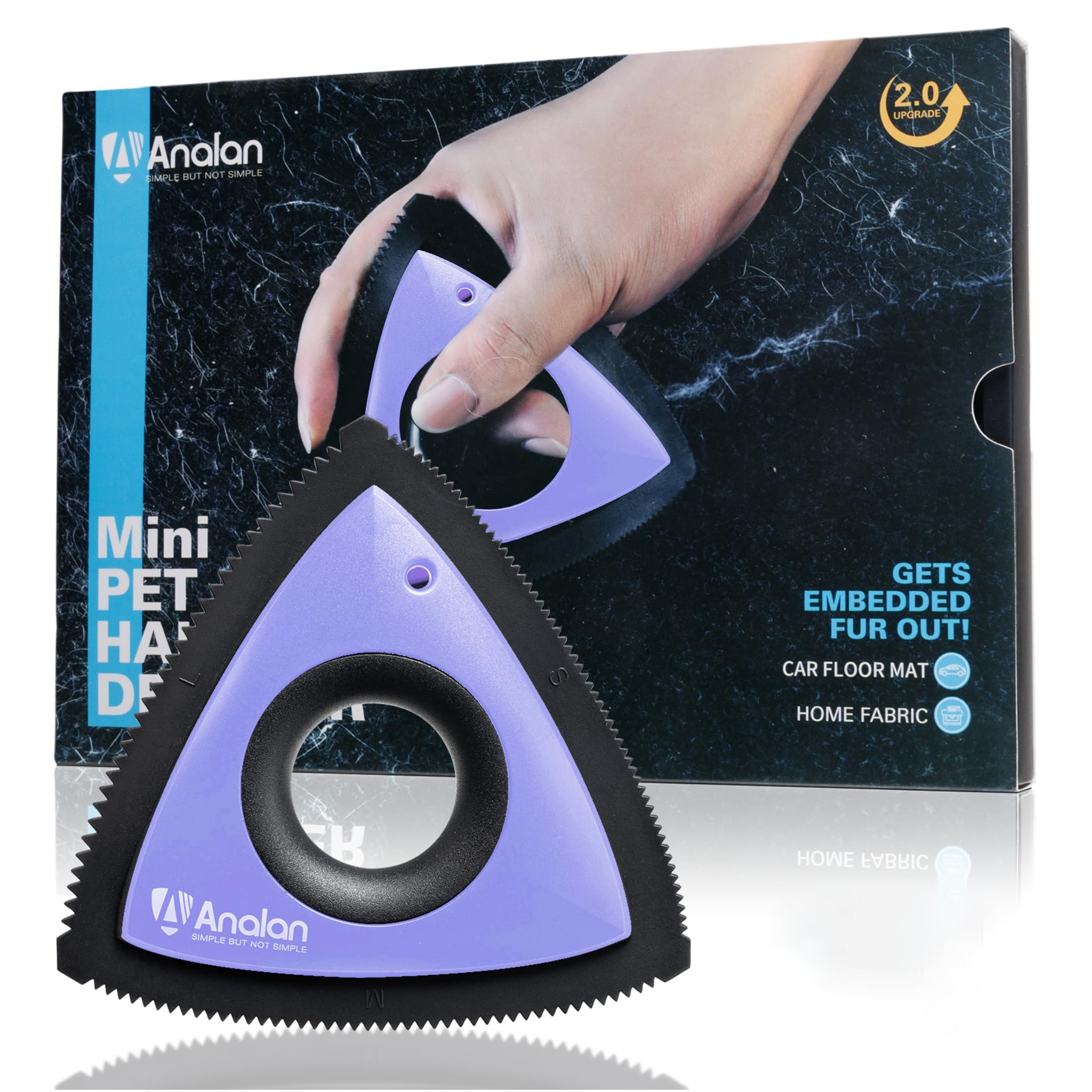 Analan enleve-poils triangulaire pour voiture, efficacité rapide sur tapis et sièges