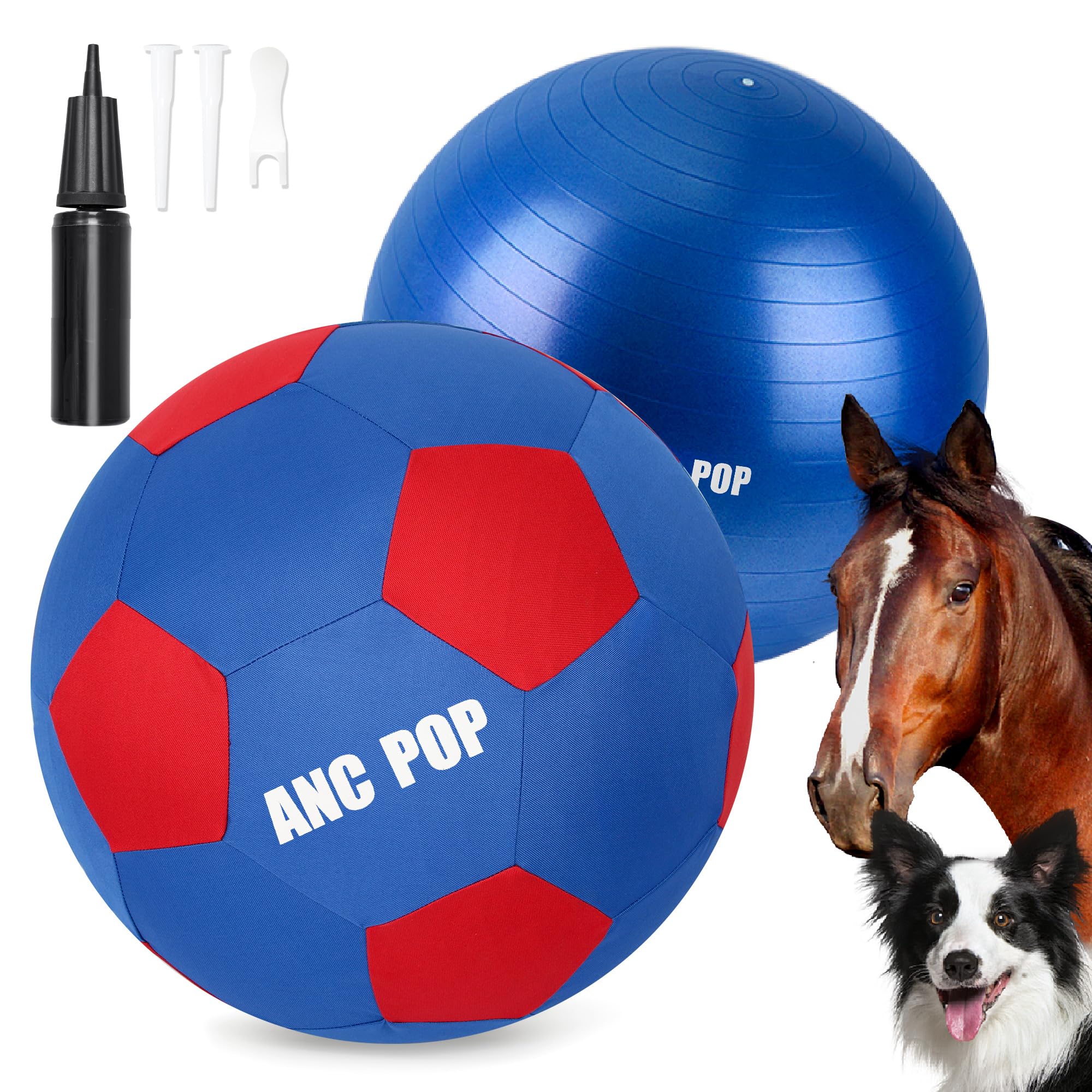 ANC POP ballon d'entraînement 25 pouces avec capot bleu et rouge, idéal pour l'exercice