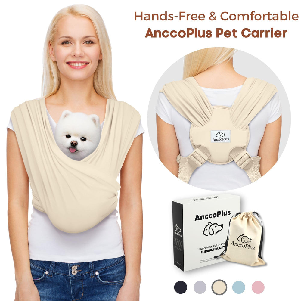 AnccoPlus porte-chat mains-libres beige, pratique en ville pour vos sorties.