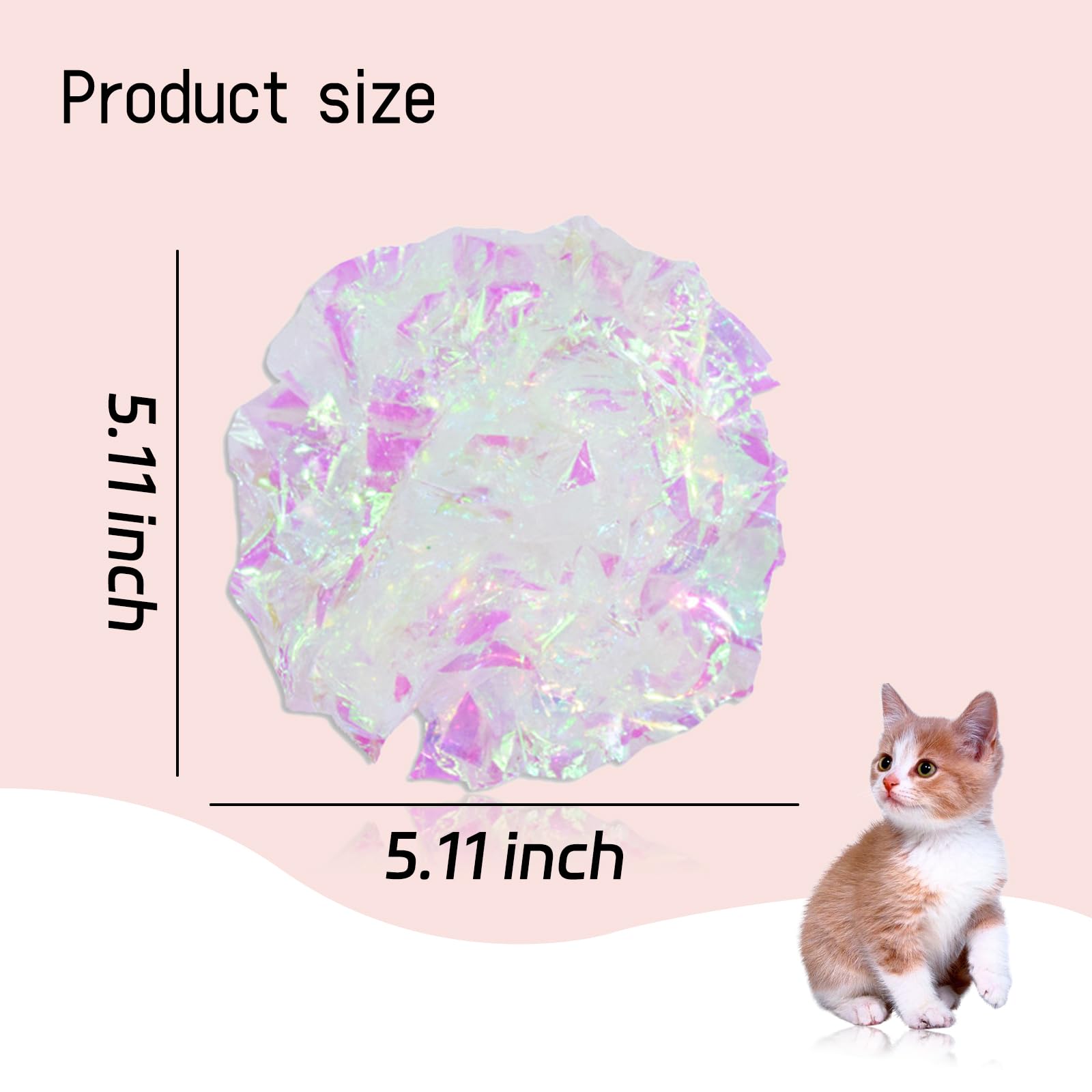Andiker balle crinkle en PVC doux, surface brillante pour le regard du chat