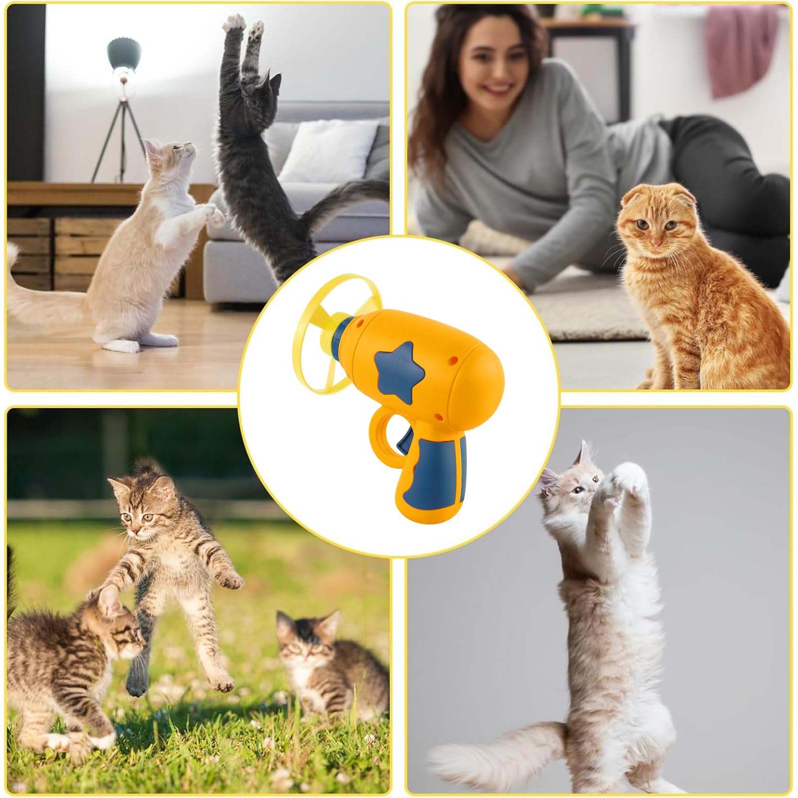 Andiker Cat Fetch Toy ensemble complet: lanceur et disques pour s’amuser.