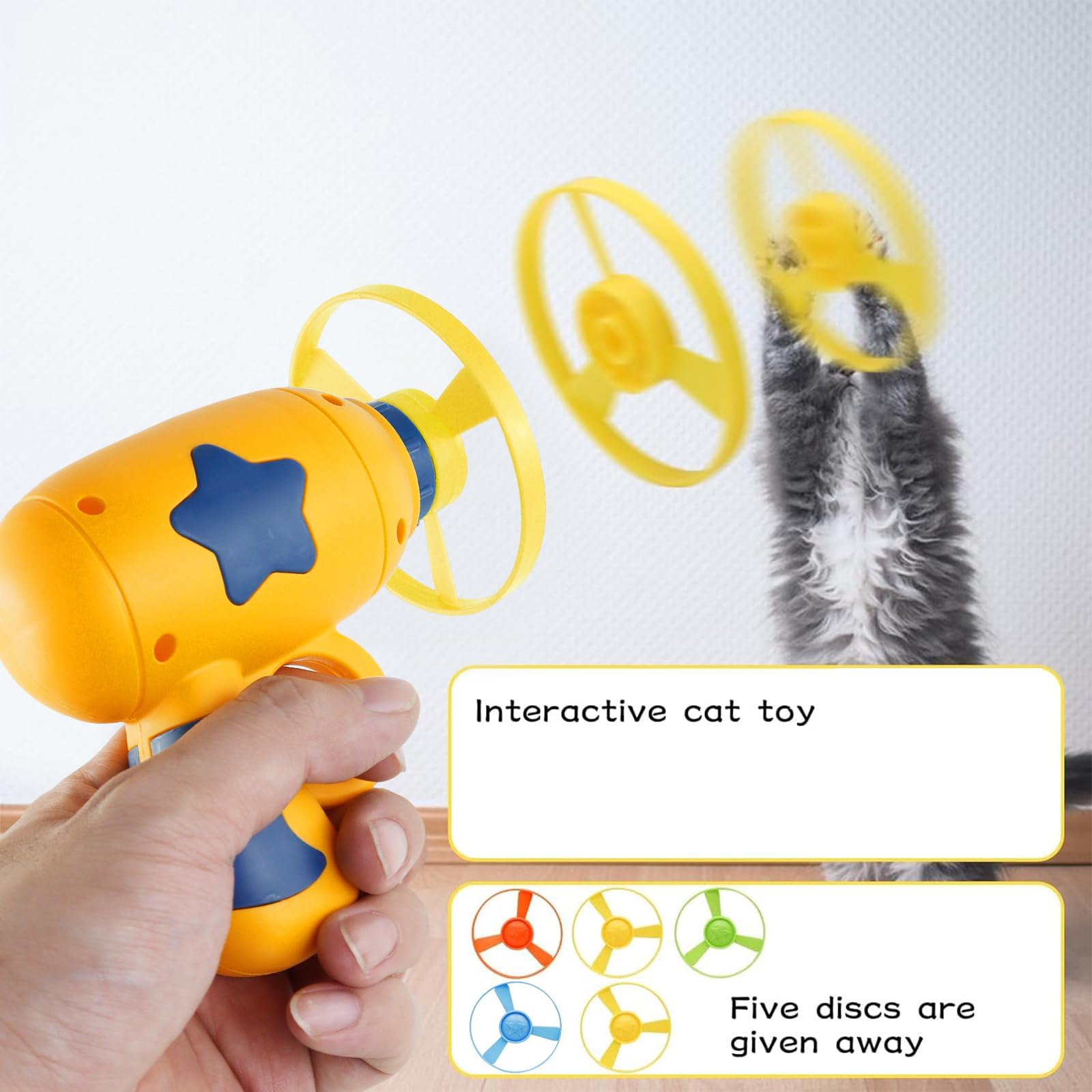 Andiker Cat Fetch Toy propulseurs colorés faciles à changer pour varier le jeu.