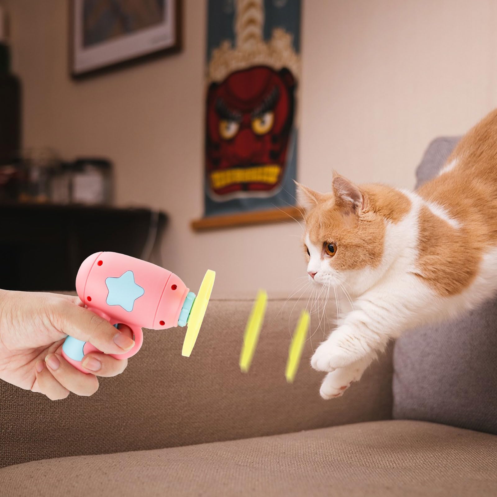 Andiker disque-volant, disque volant stimulant l'instinct chasseur du chat.