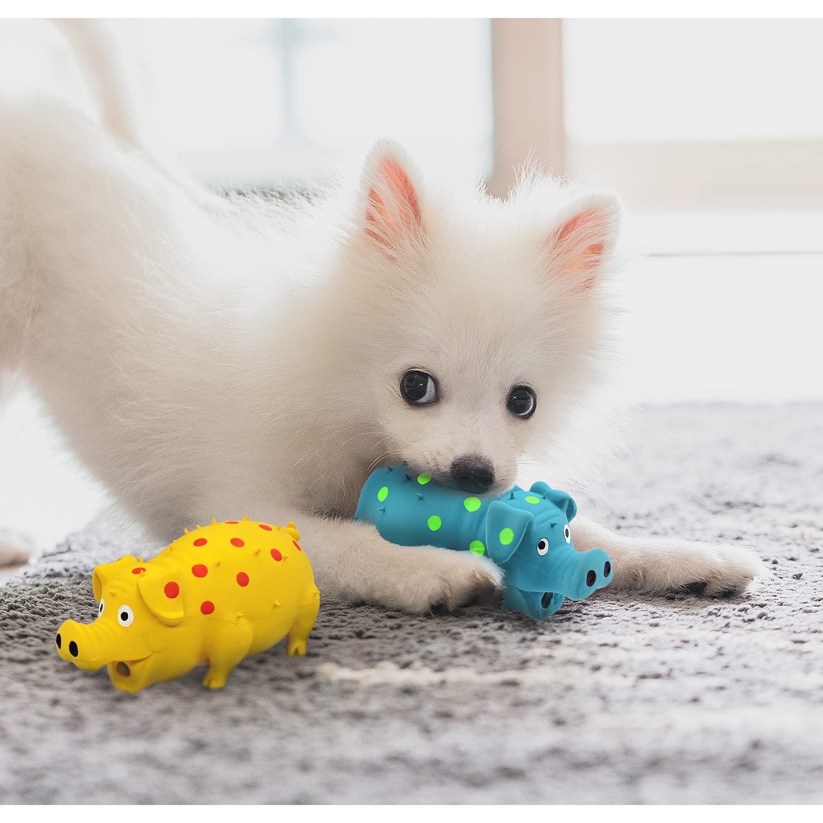 Compagnon de jeu quotidien Andiker, jouet chien jaune pour les moments seul à la maison.