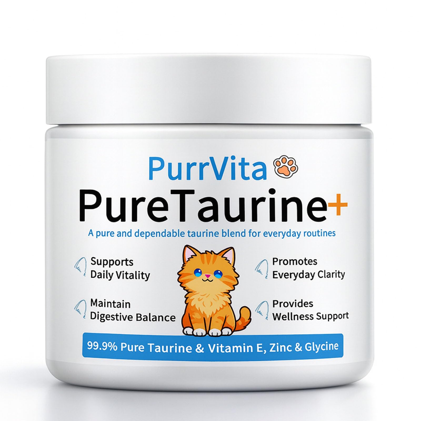 PurrVita Taurine d'ANEFOSE dans l'emballage, facile à ranger et à doser.