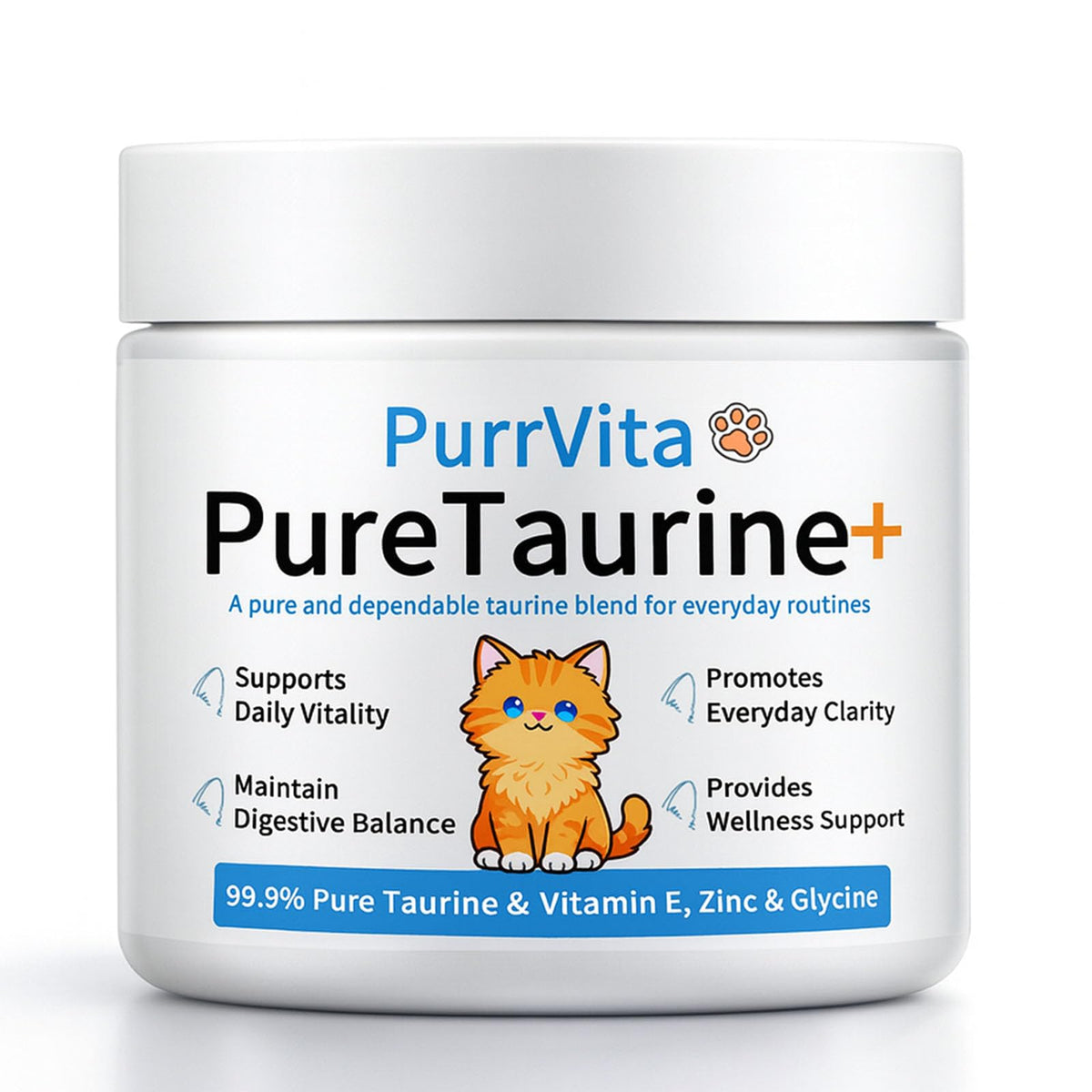 PurrVita Taurine d'ANEFOSE dans l'emballage, facile à ranger et à doser.