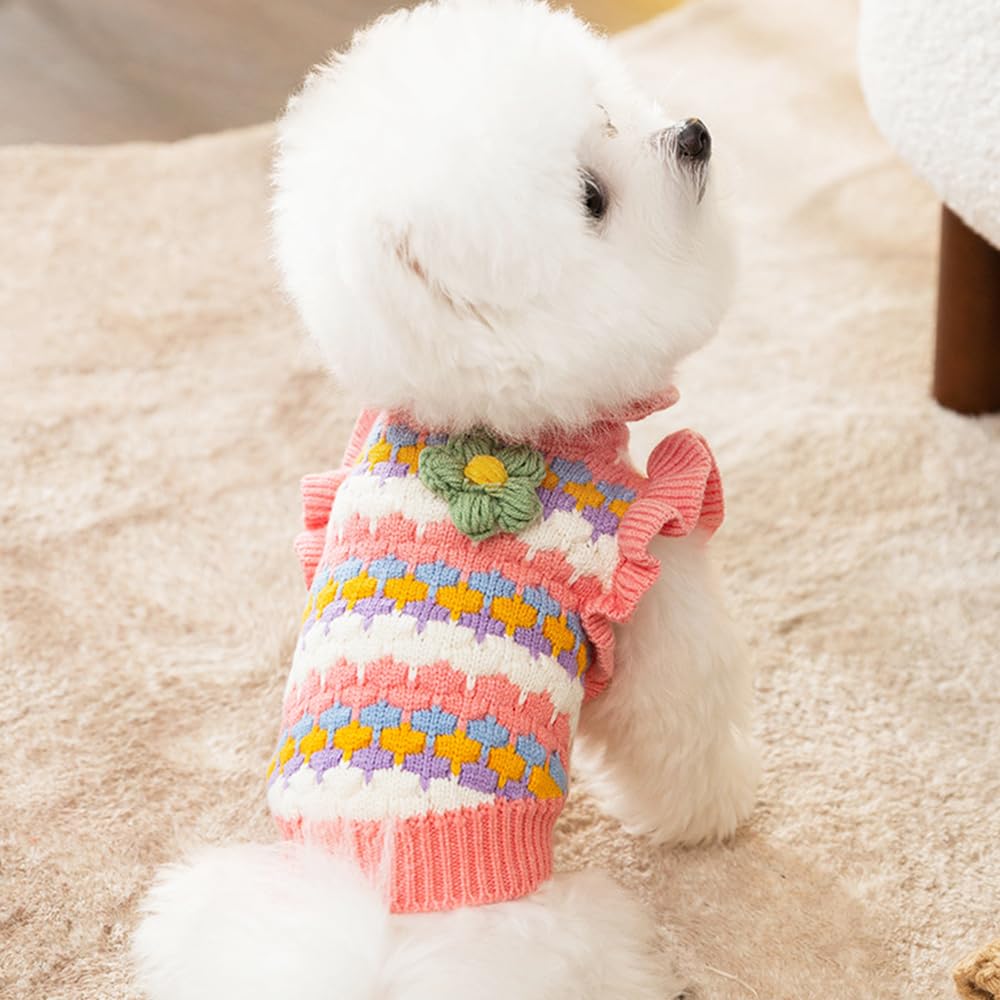 Anelekor pull chat petit tulipe avec col froncé pour un look élégant.