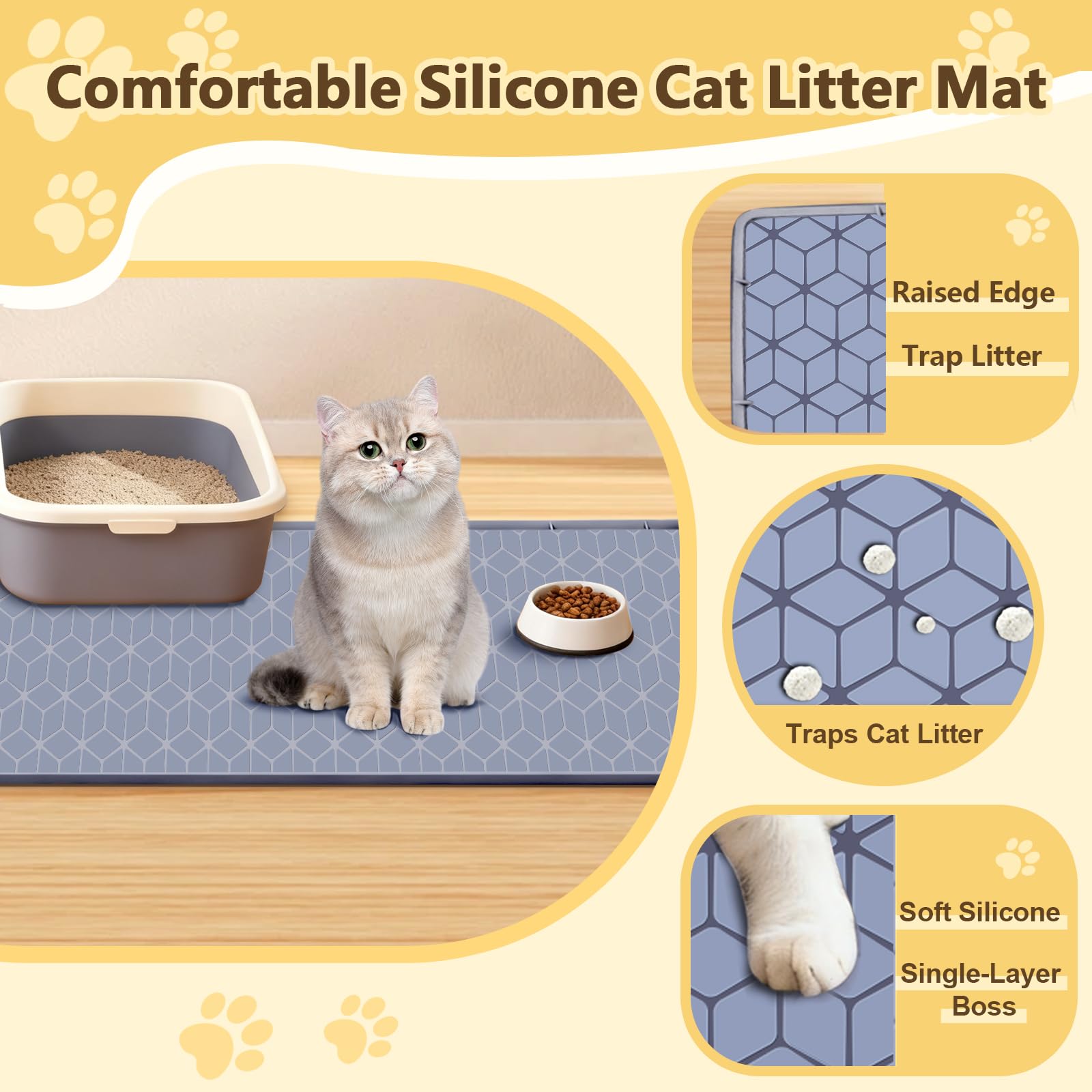 Anelueeoo tapis-litiere-chat-surface antiderapante, stabilité sur sols lisses