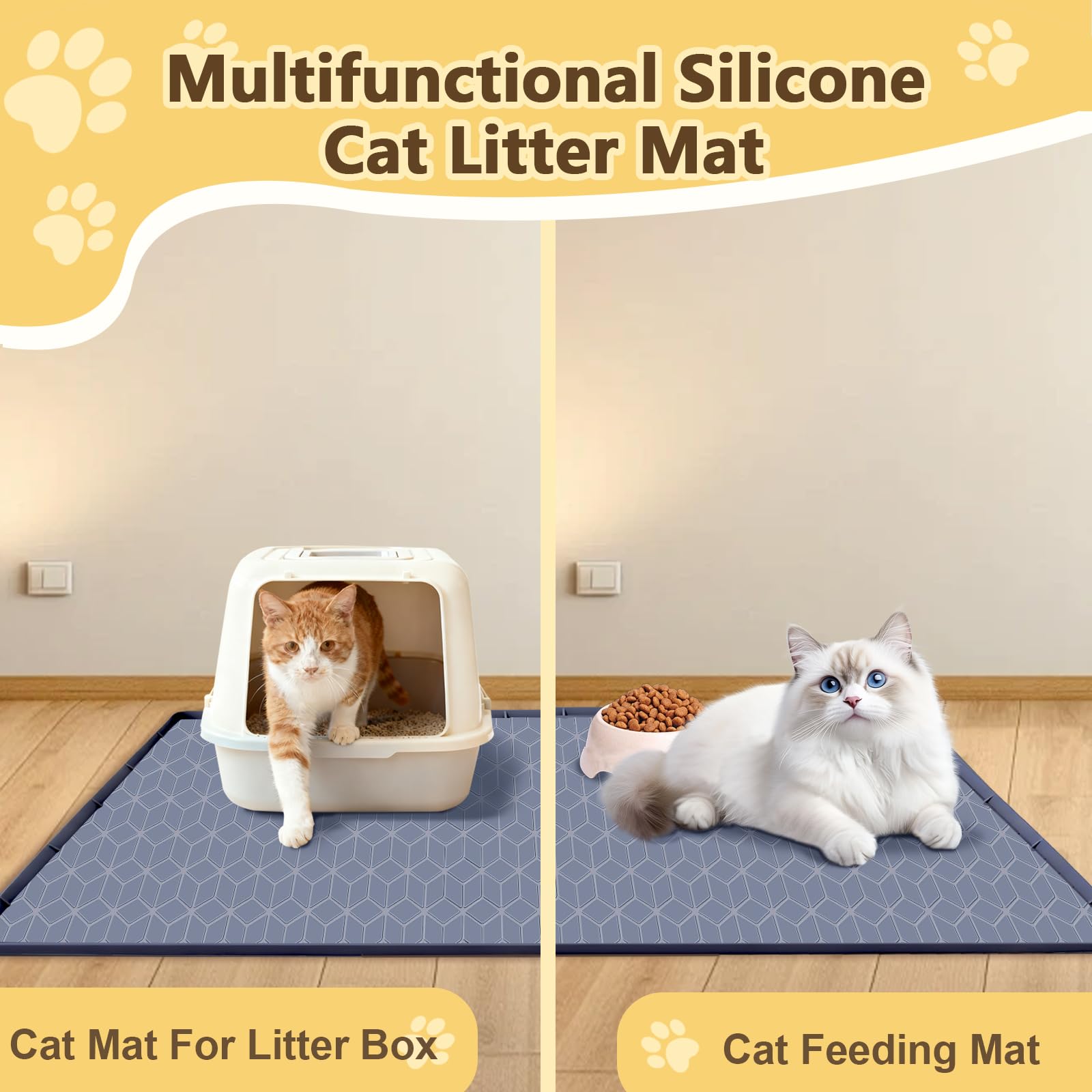 Anelueeoo tapis-litiere-chat-utilisation multiples, utile sous bols et dans l entree