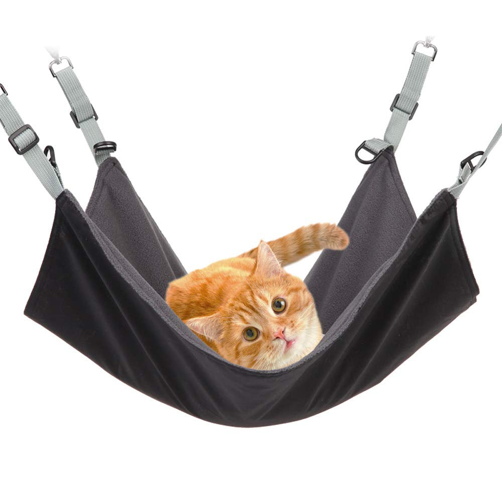 Hamac Angelpet noir pour chat, repos suspendu et confortable.
