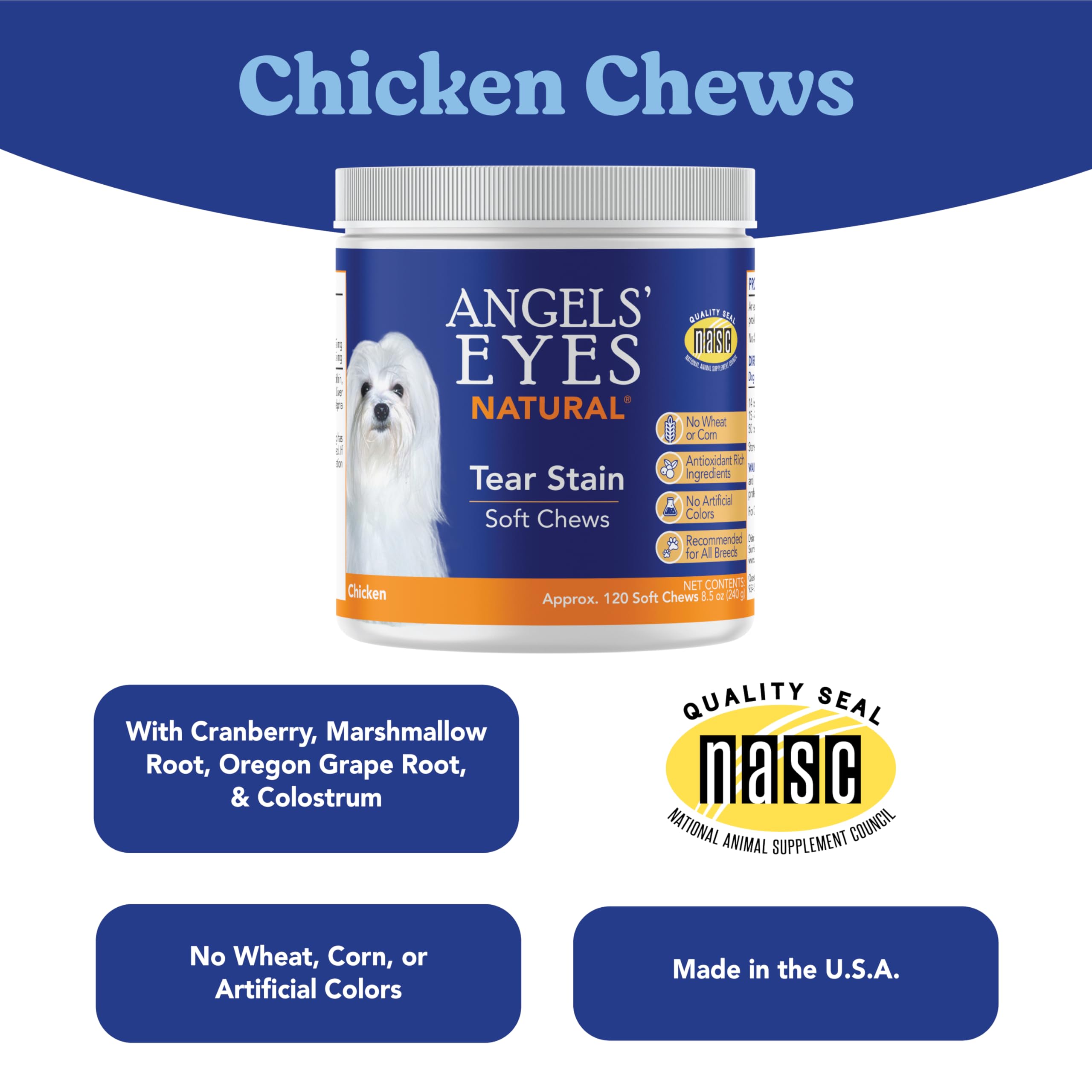 ANGELS' EYES Natural – tableau nutritionnel clair sur l'emballage