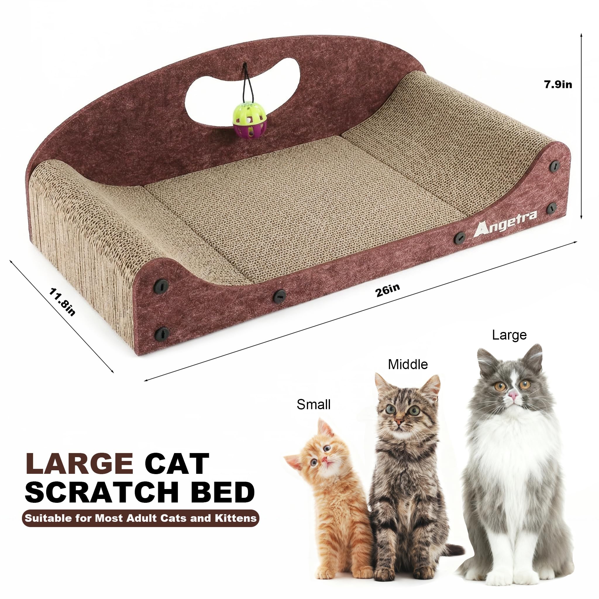 Angetra canape-carton-chat-balle-catnip attire les chats et protège les meubles.