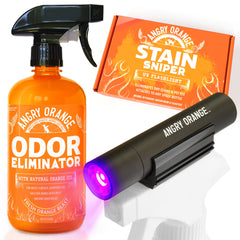 Kit Angry Orange avec bouteille et lampe UV pour détection et élimination des odeurs d animaux.