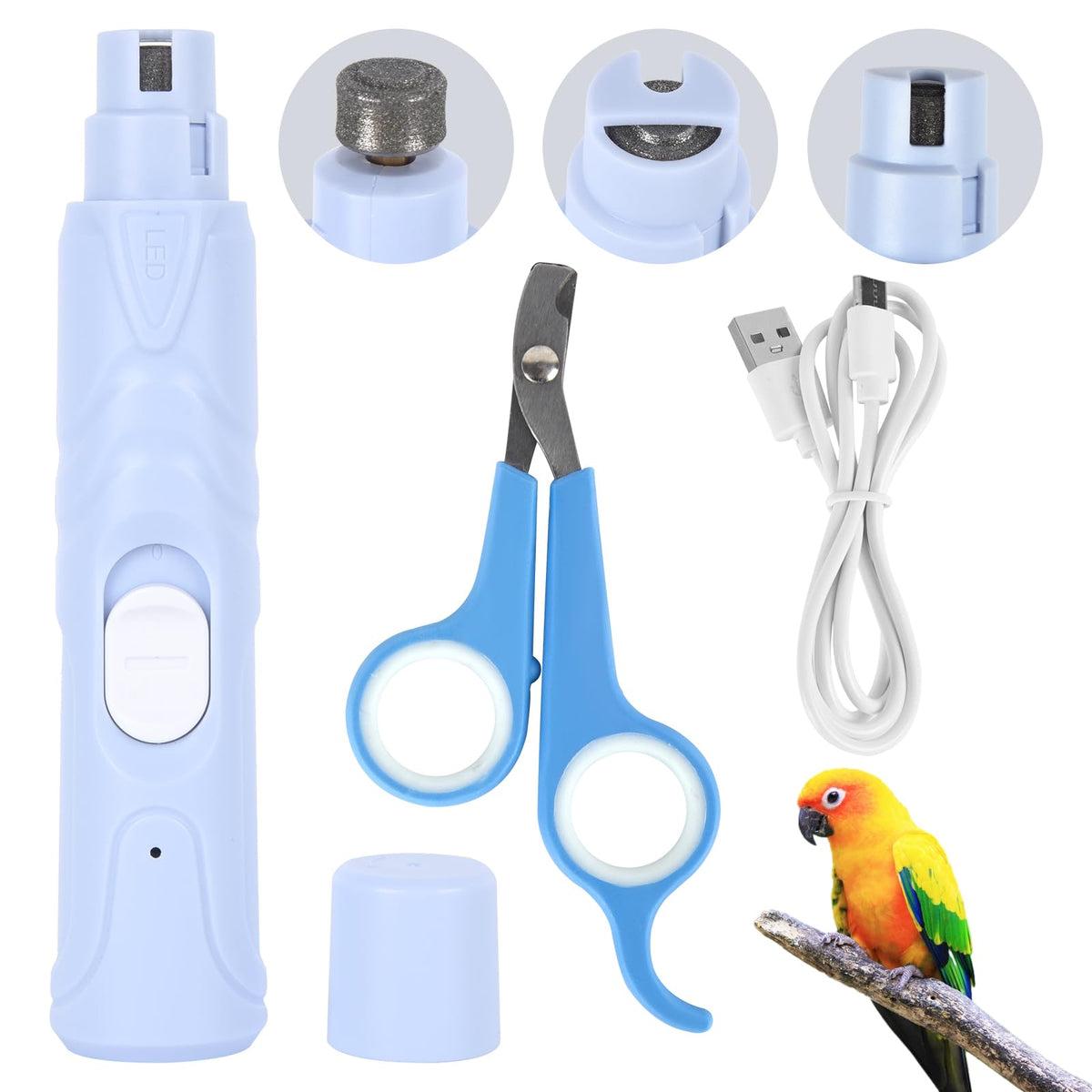 Anicuta grindeur d’ongles oiseaux diode lumineuse: précision sûre lors du toilettage.